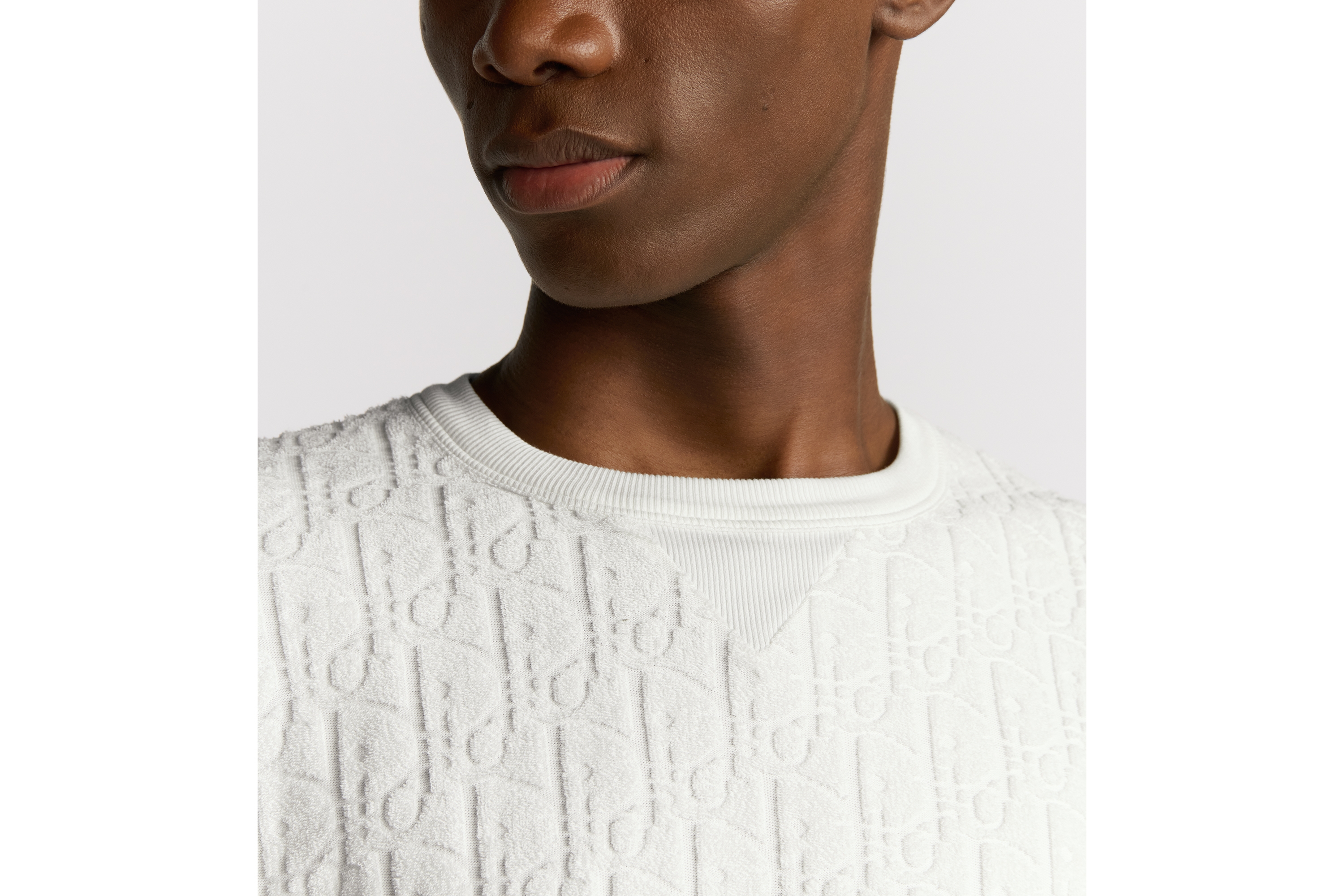 look_image_alt_prefix 宽松版型 T 恤 灰白色棉质毛圈面料 Oblique 印花 E10