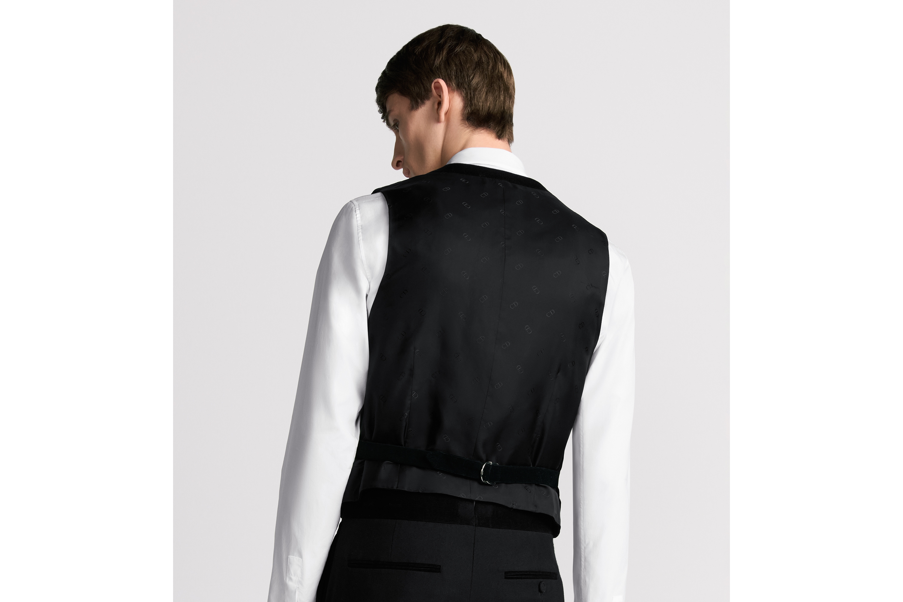 背心 黑色棉质混纺灯芯绒 E09