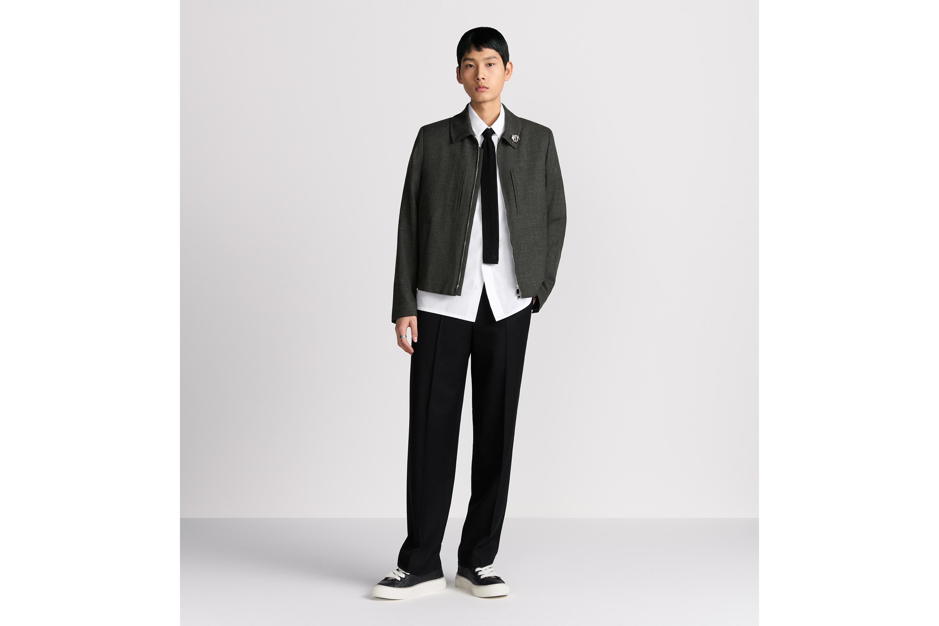 look_image_alt_prefix 拉链夹克 灰色绵羊毛篮纹编织面料 E02