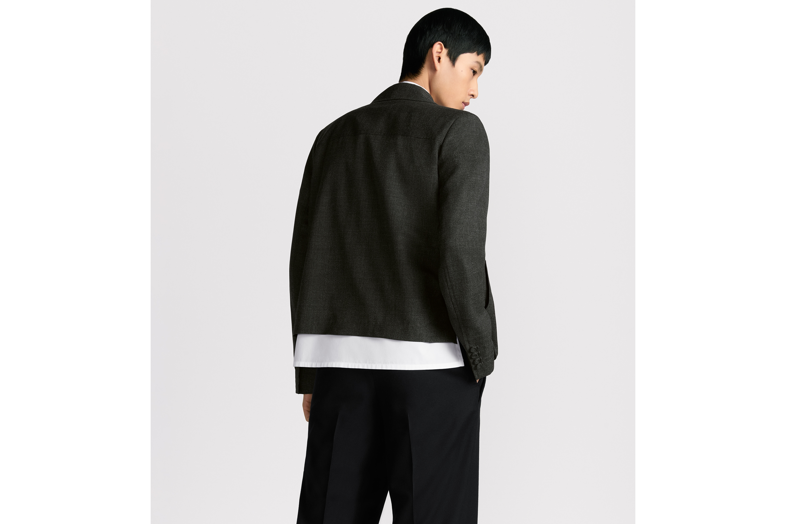 look_image_alt_prefix 拉链夹克 灰色绵羊毛篮纹编织面料 E03