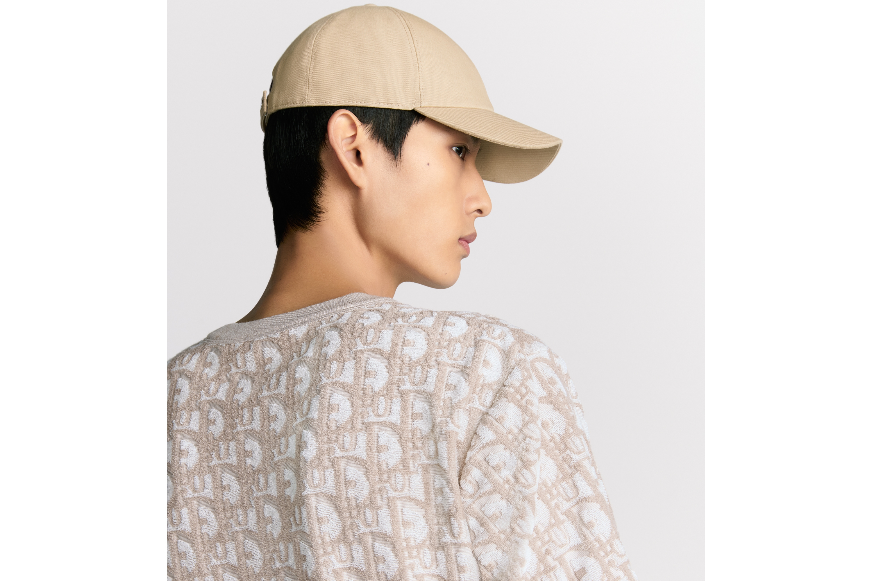 宽松版型 T 恤 米色棉质混纺毛圈针织面料 Oblique 印花 E09