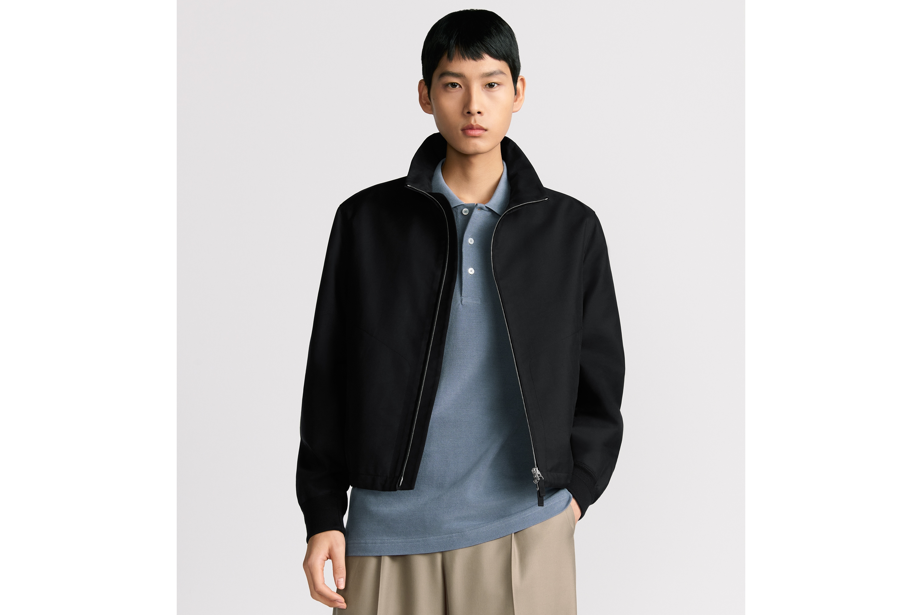 look_image_alt_prefix Dior Icons 短夹克 黑色桑蚕丝和棉质混纺斜纹面料 E01