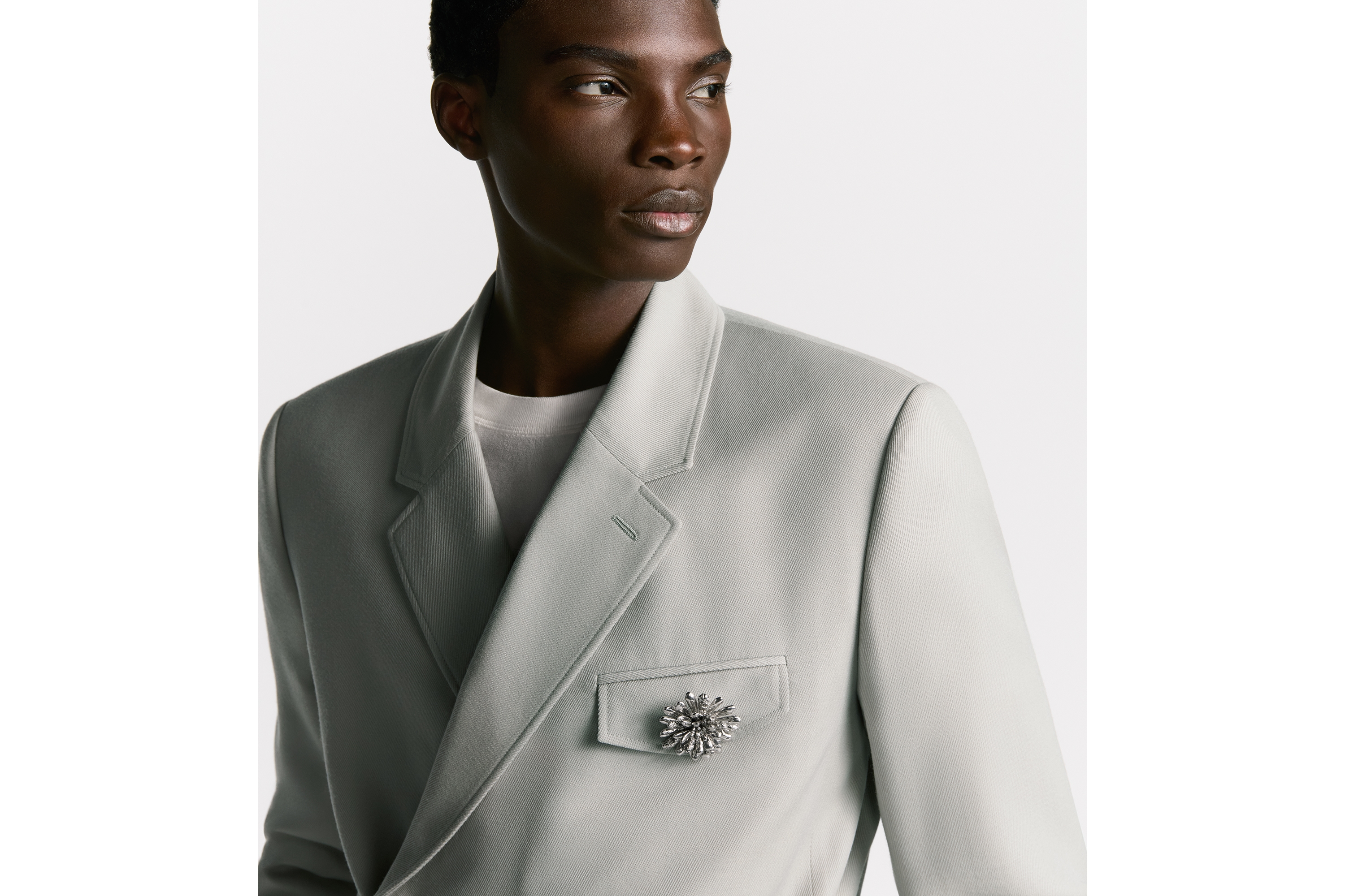 look_image_alt_prefix Dior Cannage 胸针 银色饰面铜合金和白色仿水晶 E04