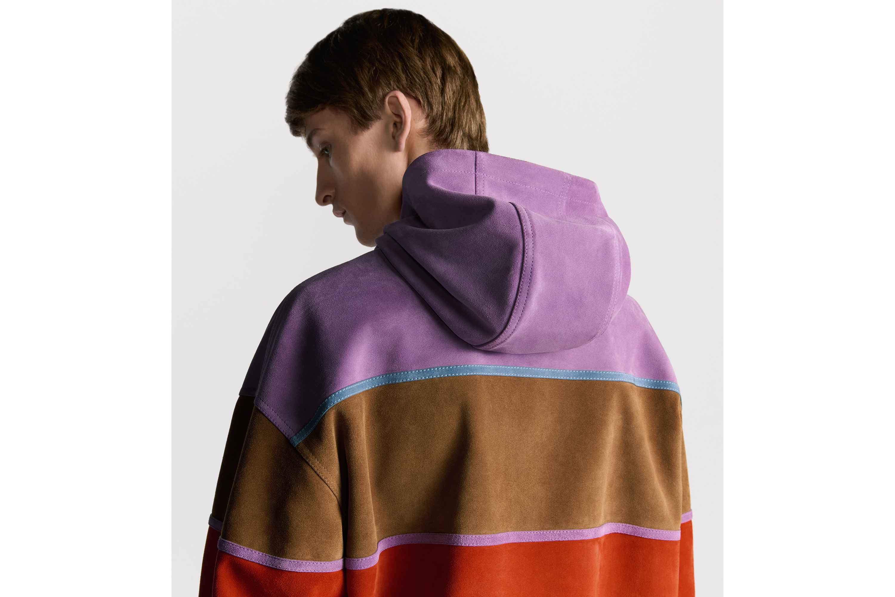 连帽短夹克 多色绒面牛皮革 CD Diamond 补丁 E03