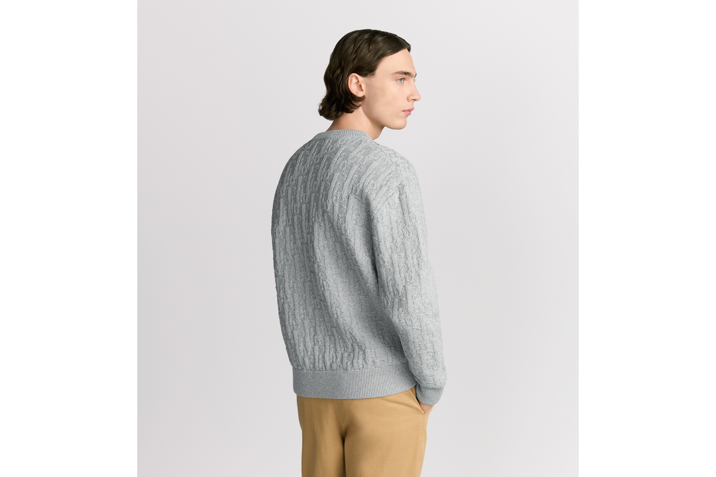 look_image_alt_prefix 针织衫 灰色棉质混纺提花面料 Oblique 印花 E09