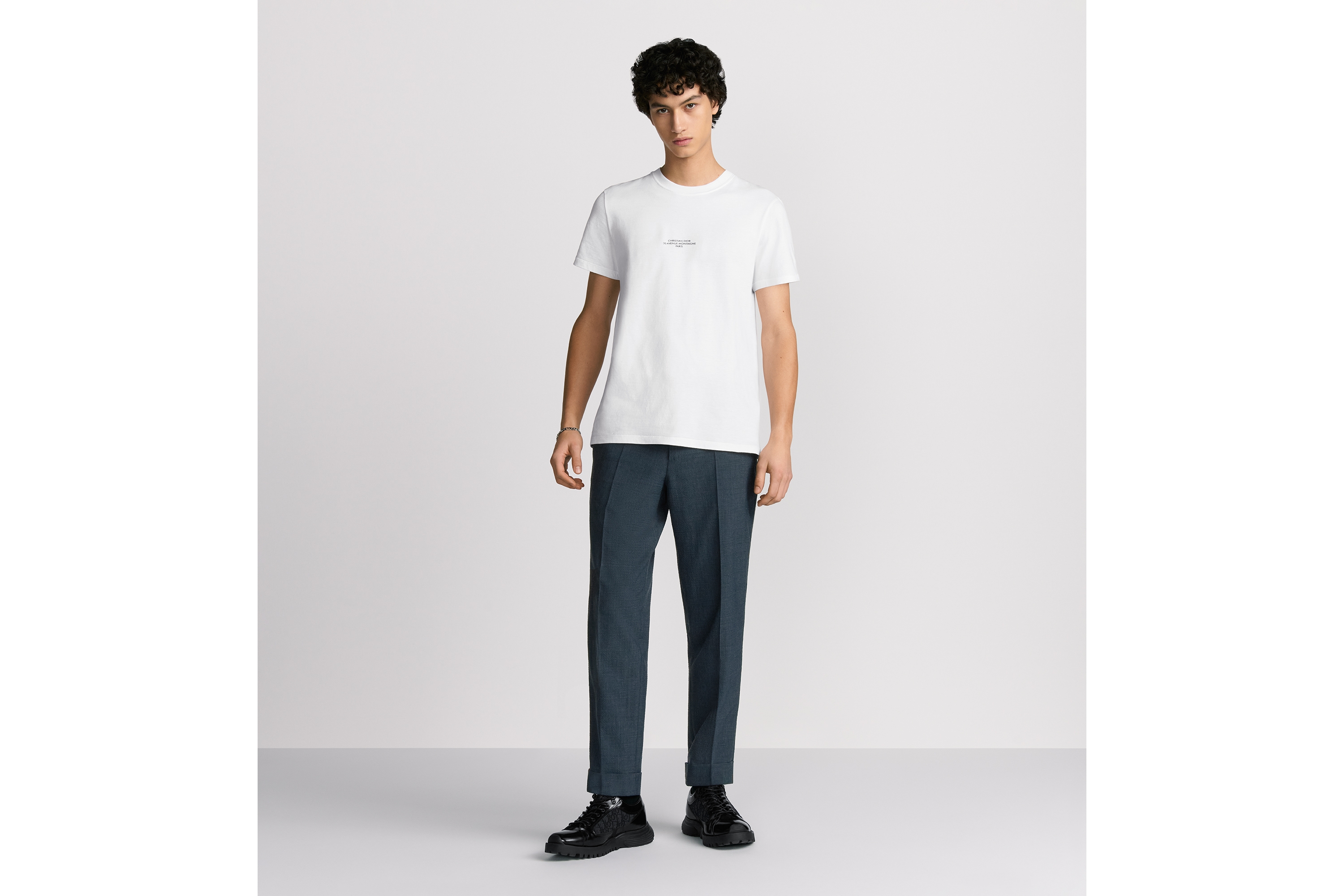 精裁卷边斜纹布裤 蓝色绵羊毛混纺泡泡纱格子面料 E14