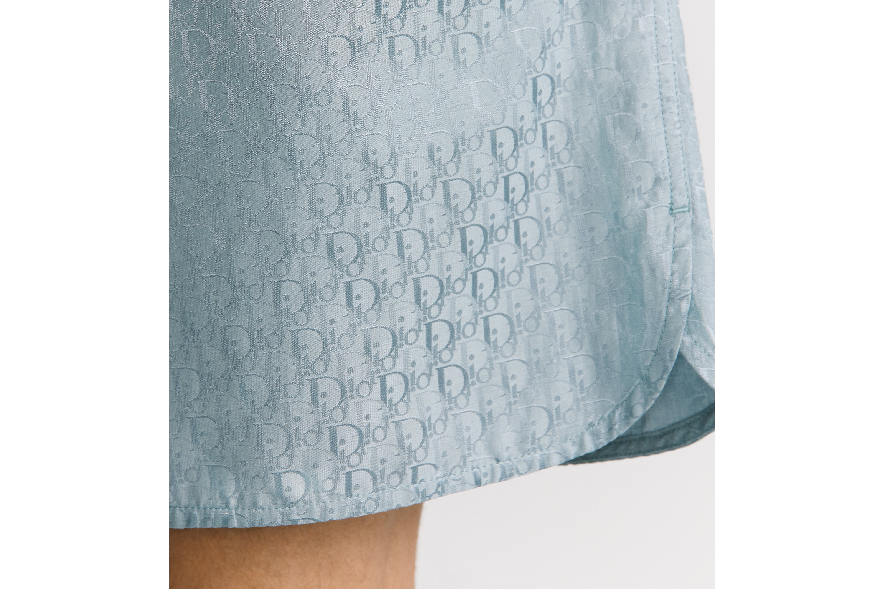 短裤 蓝色桑蚕丝和棉质混纺面料 Oblique 印花 E16