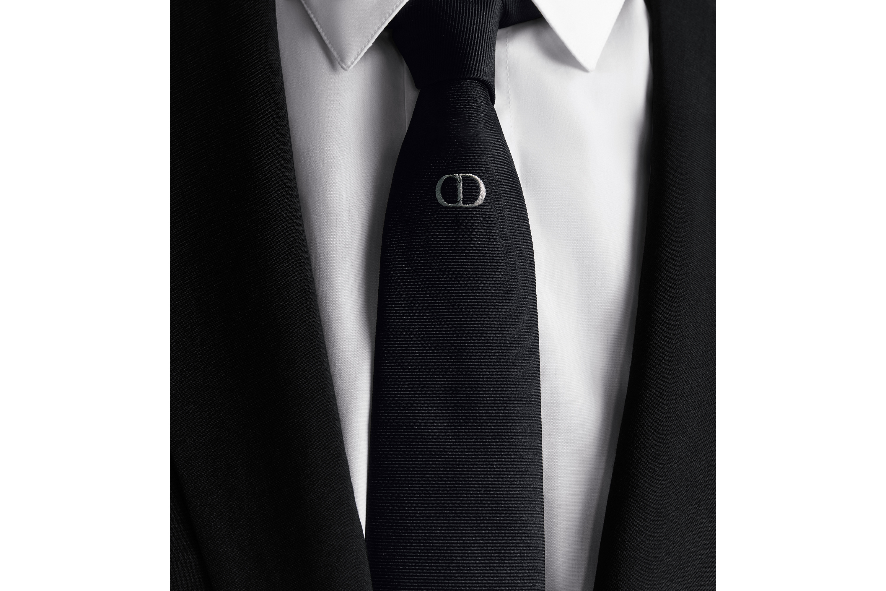 look_image_alt_prefix 领带 黑色桑蚕丝面料 CD Icon 标志 E36