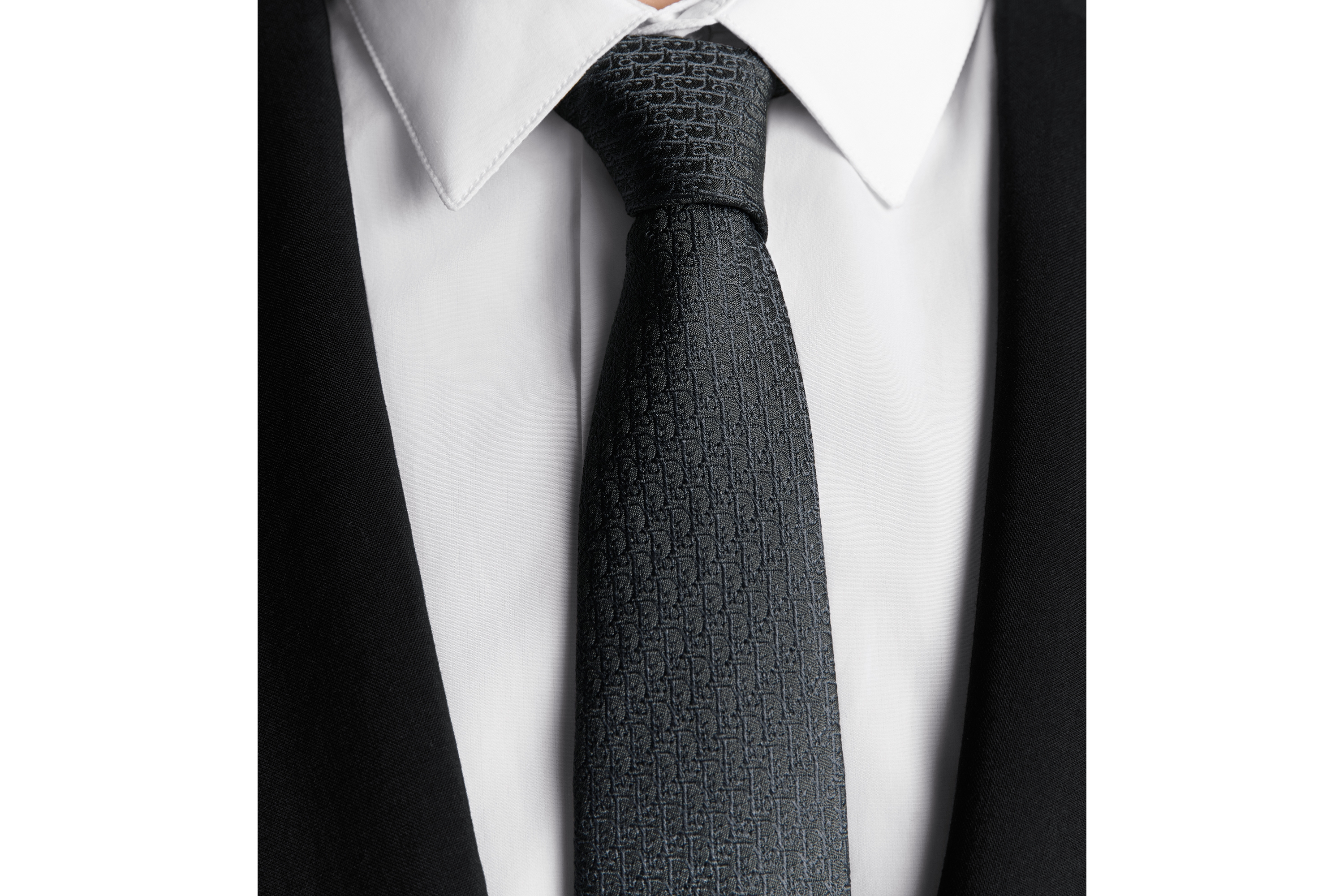 look_image_alt_prefix Dior 印花领带 煤灰色桑蚕丝面料 Oblique 印花 E36