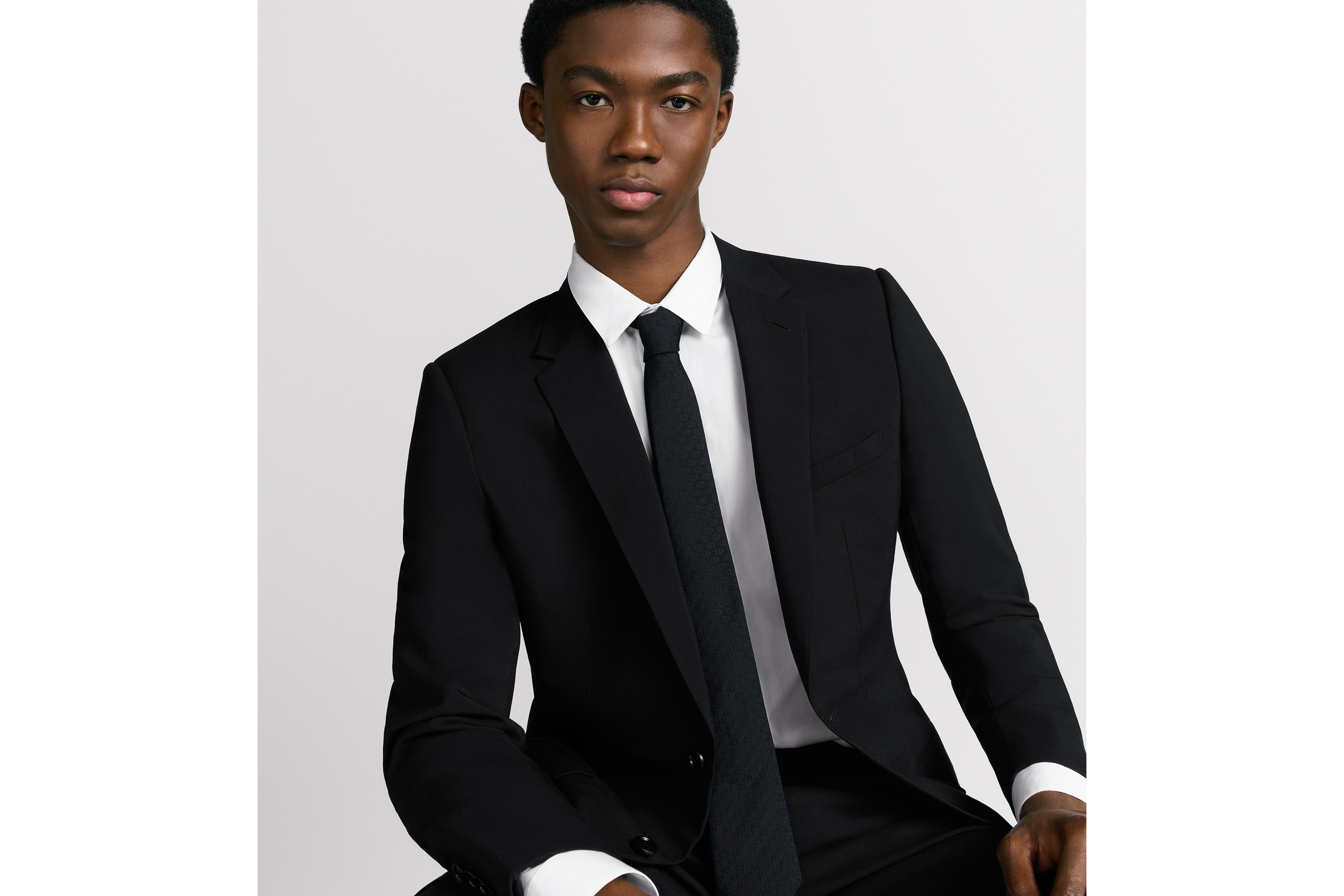 look_image_alt_prefix 领带 黑色桑蚕丝面料 CD Icon 图案 E35