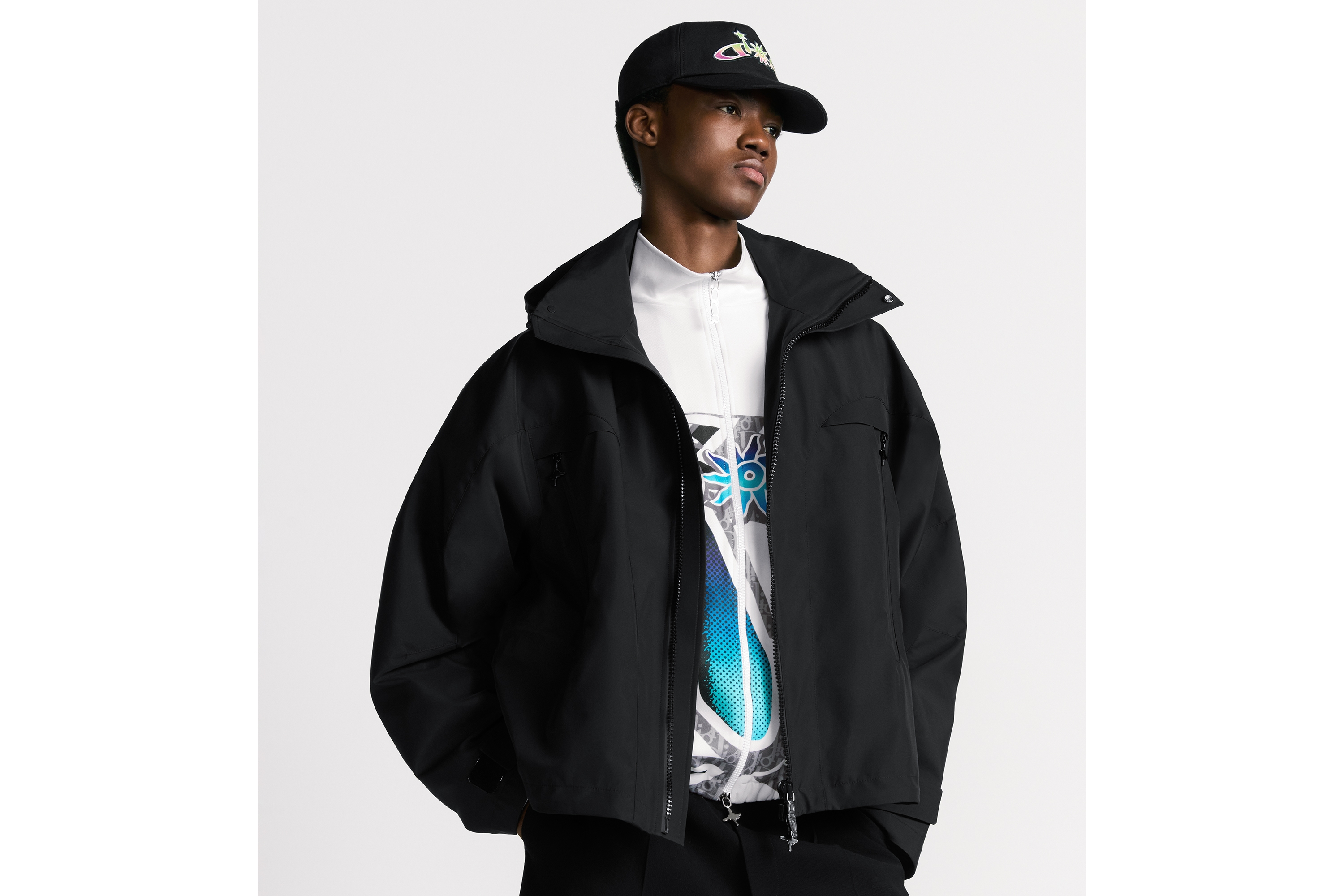 DIOR AND LEWIS HAMILTON 派克大衣 黑色科技面料 E19