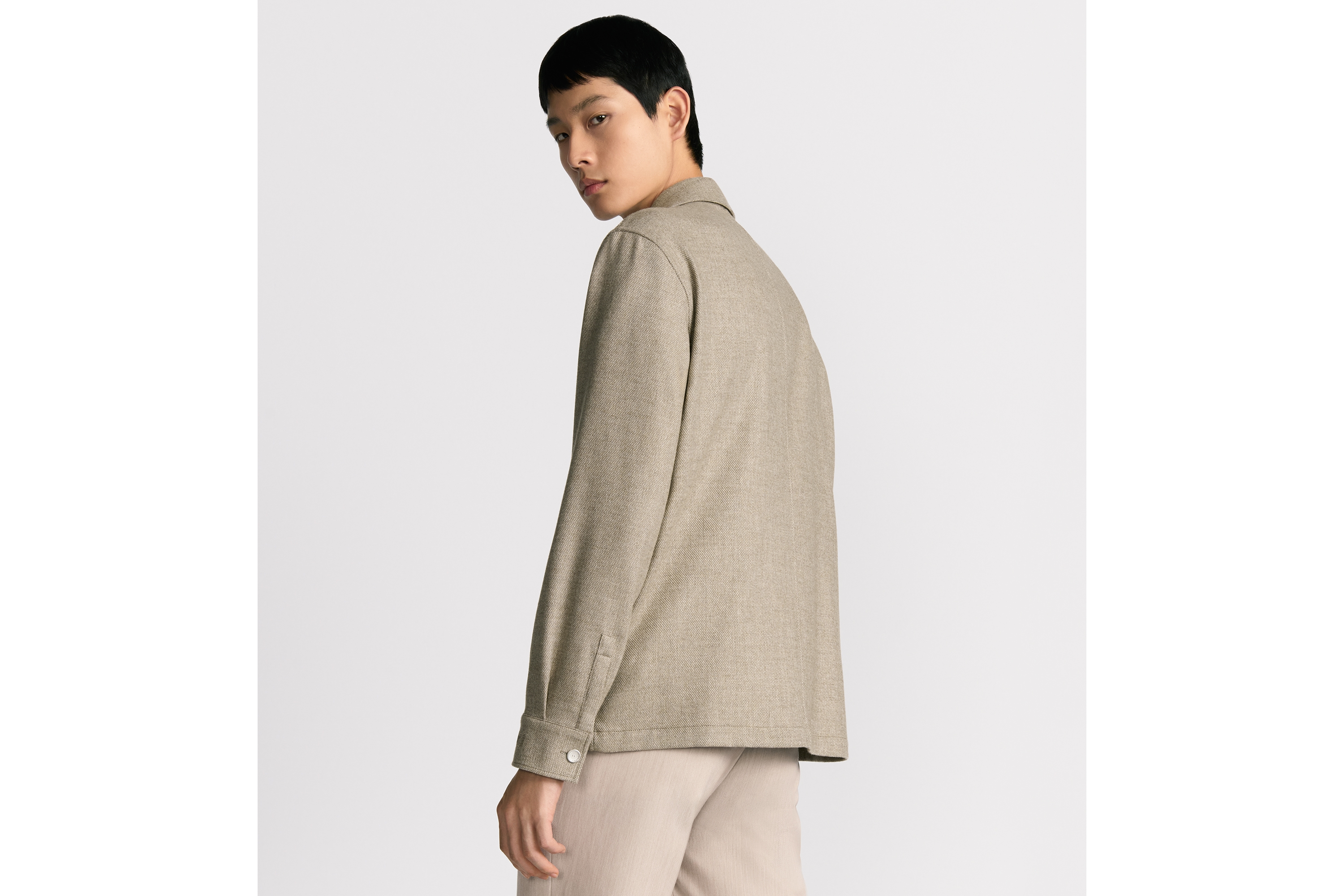 Dior Icons 外套衬衫 米色绵羊毛和山羊绒混纺面料 E09