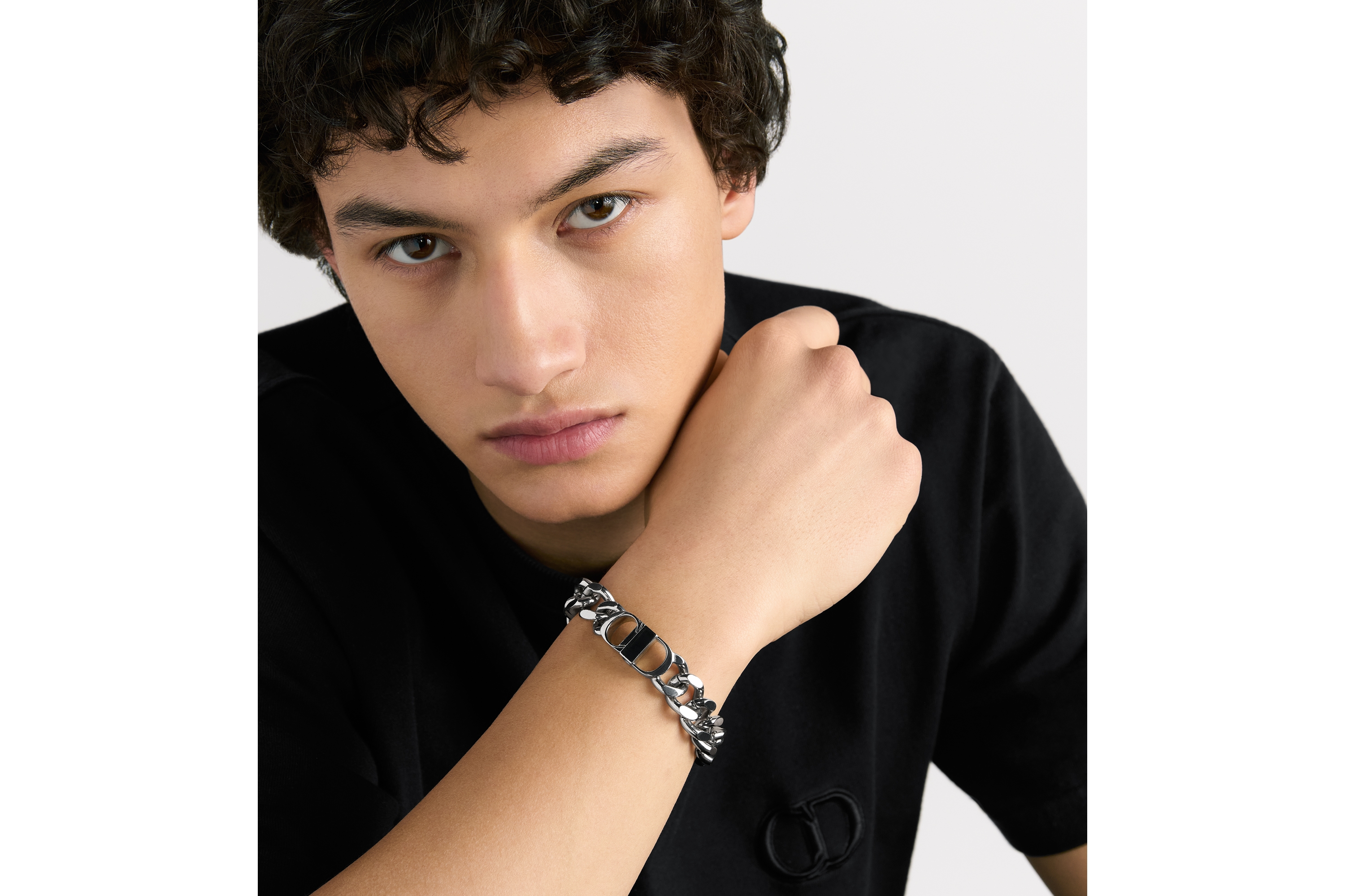 CD Icon 链环手链 银色饰面黄铜 E39