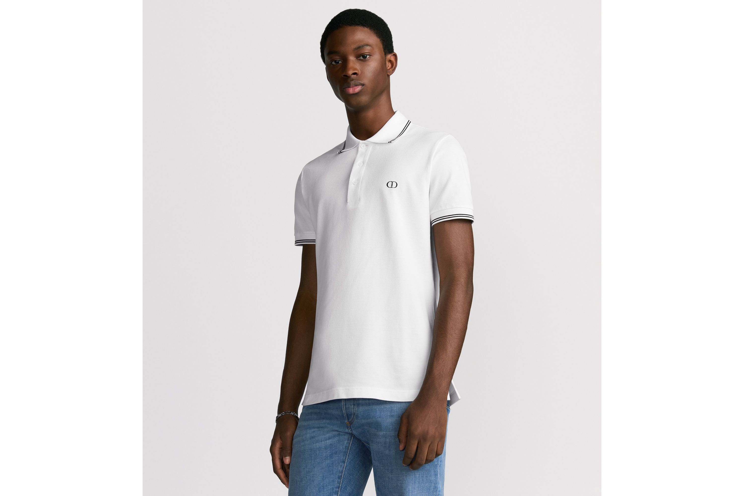 look_image_alt_prefix Polo 衫 白色棉质珠地布 CD Icon 标志 E08