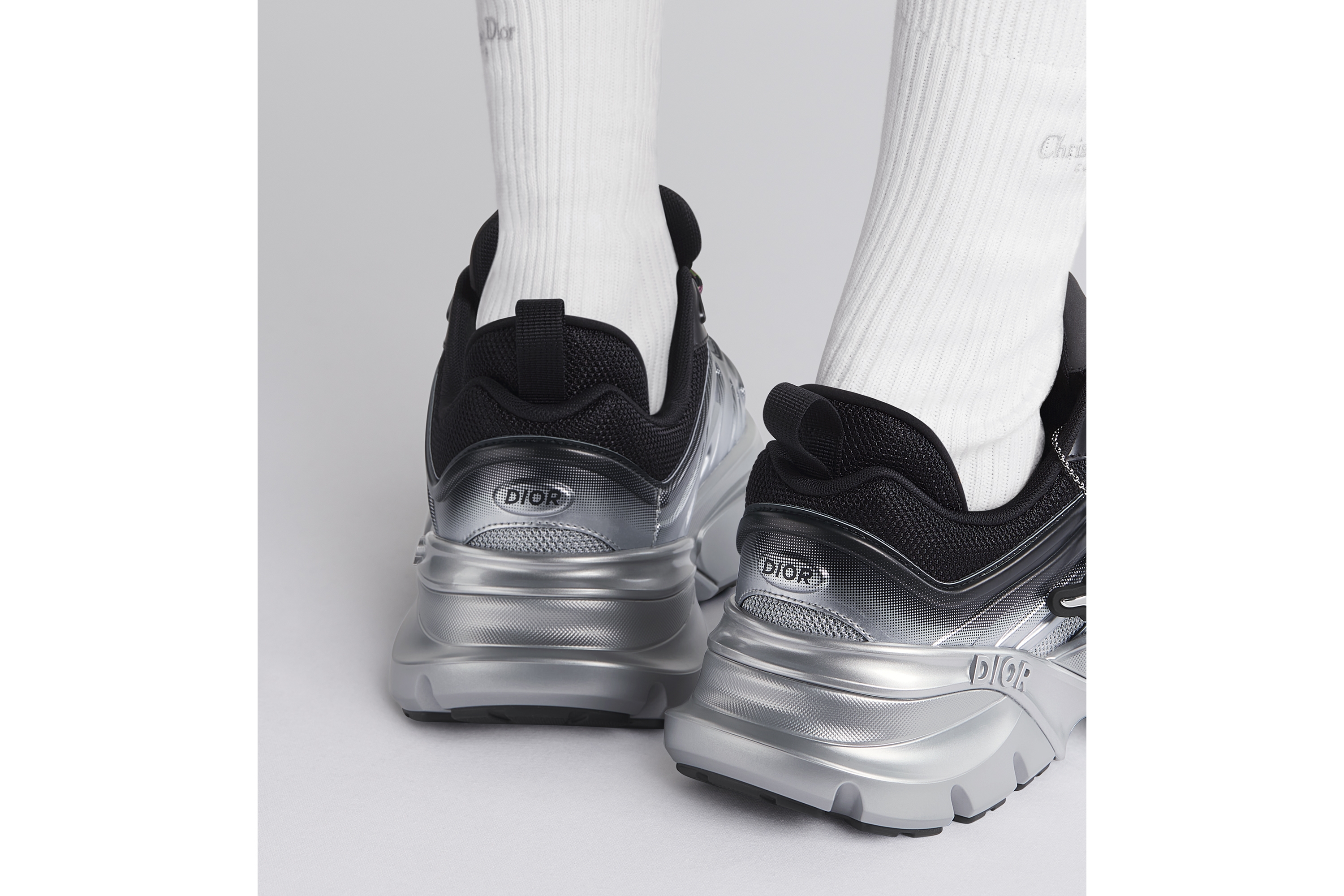 DIOR AND LEWIS HAMILTON B44 Blade 运动鞋 - 限量编号版 渐变黑色和银色调网眼织物搭配渐变黑色和银色调科技面料 E25