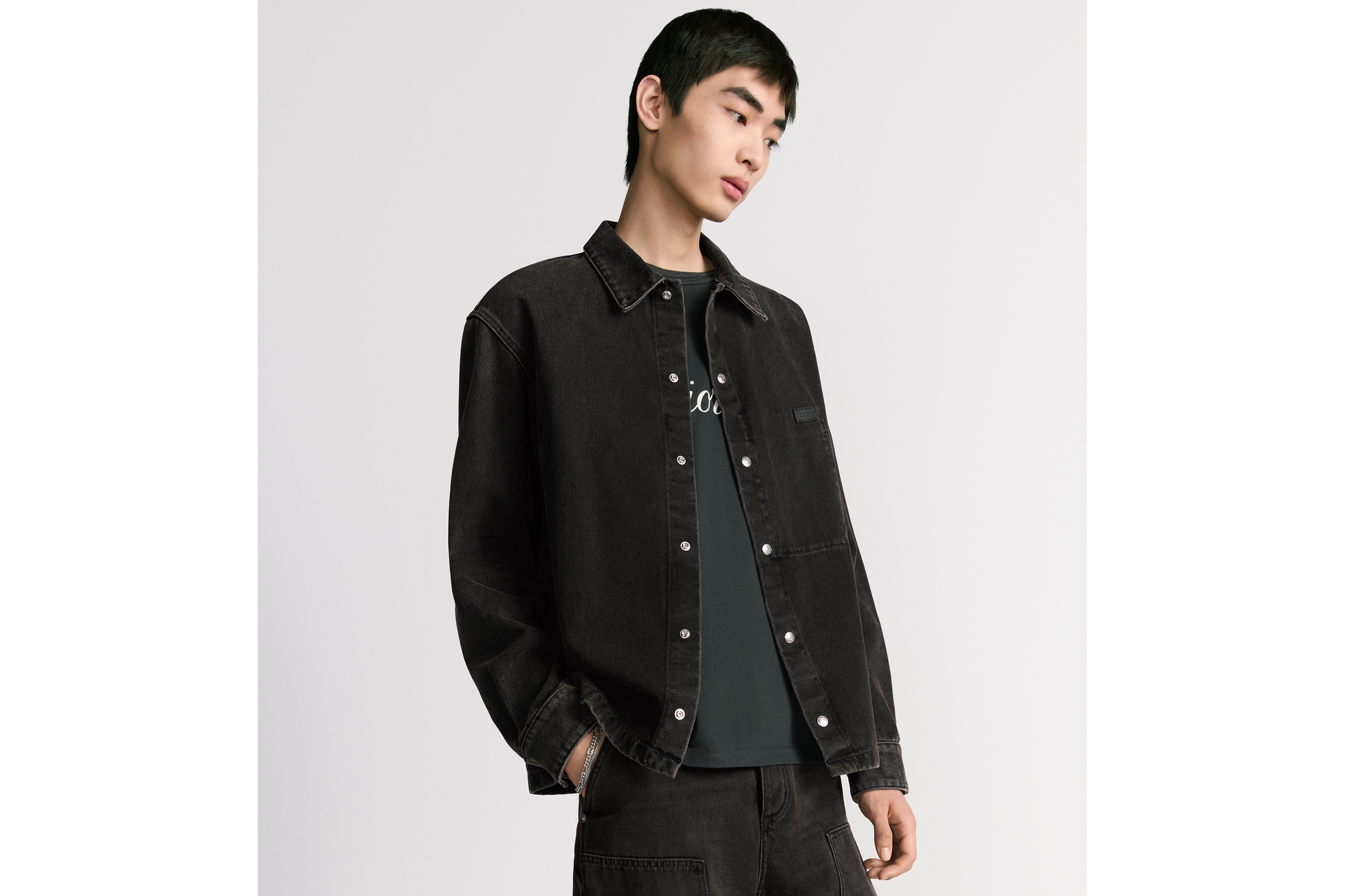 look_image_alt_prefix 外套衬衫 黑色棉质斜纹布 E01