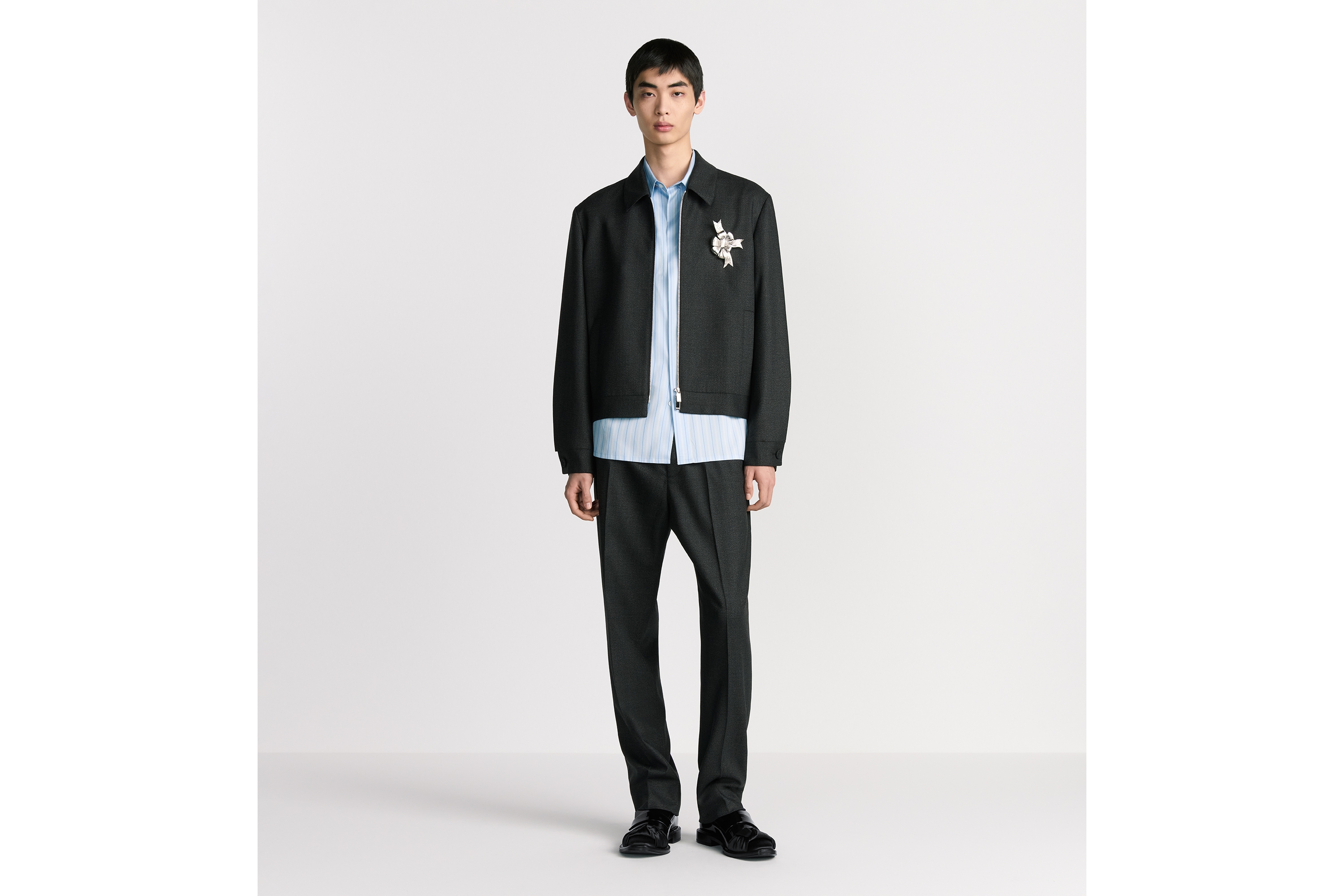 拉链夹克 煤灰色绵羊毛面料 E02