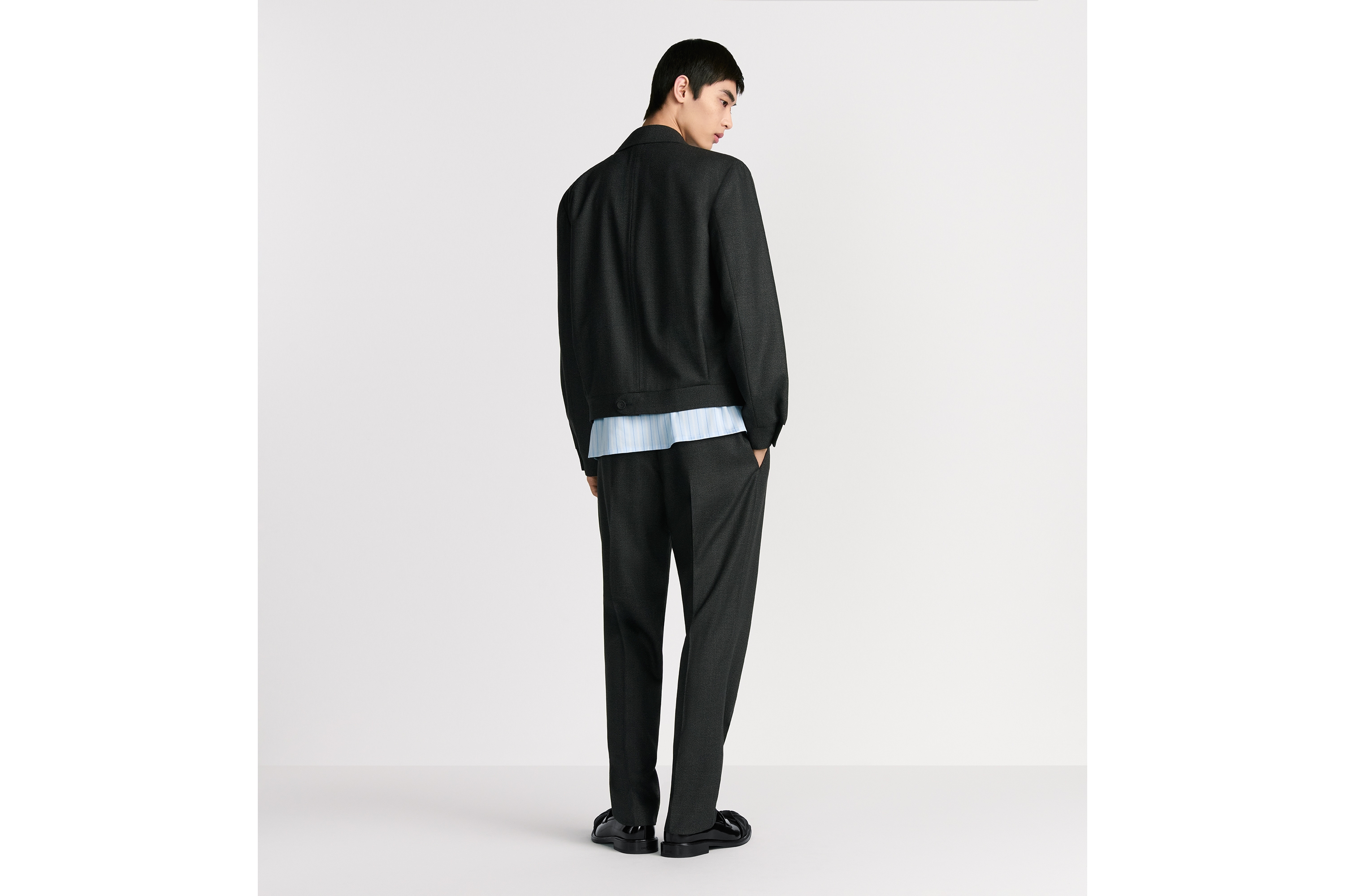 拉链夹克 煤灰色绵羊毛面料 E03