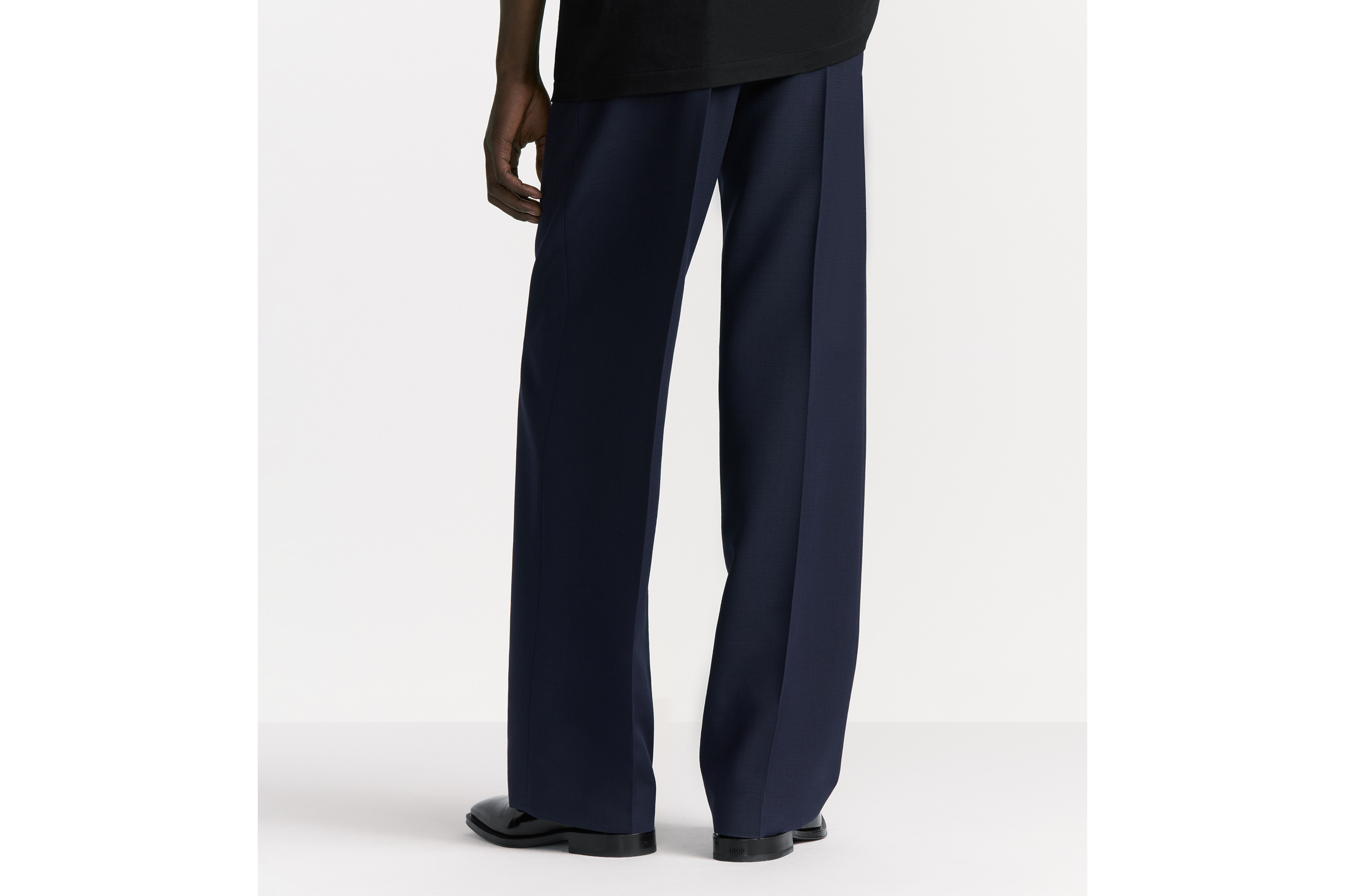 宽松长裤 海军蓝色绵羊毛混纺面料 E15