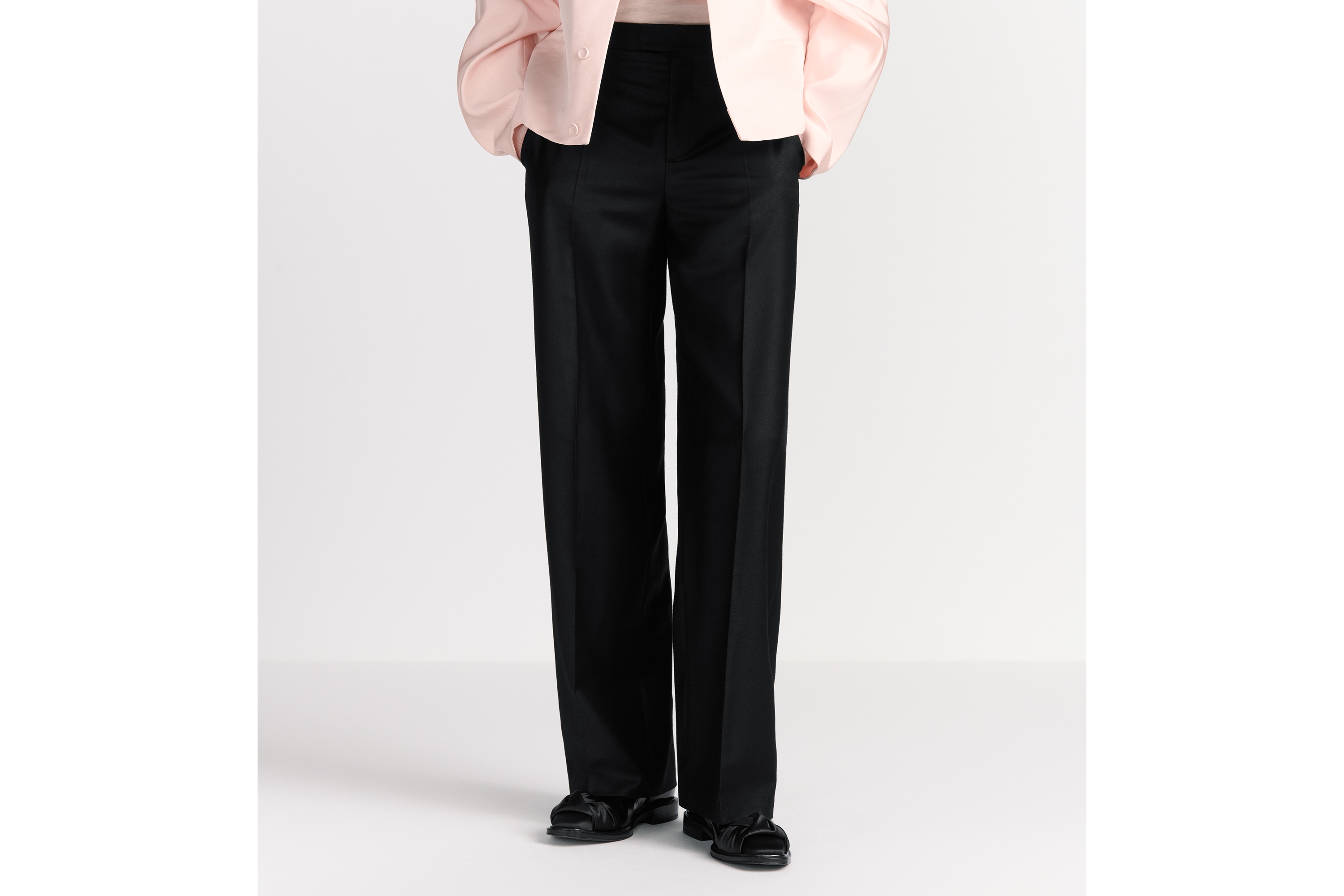 宽松长裤 黑色绵羊毛面料 E13