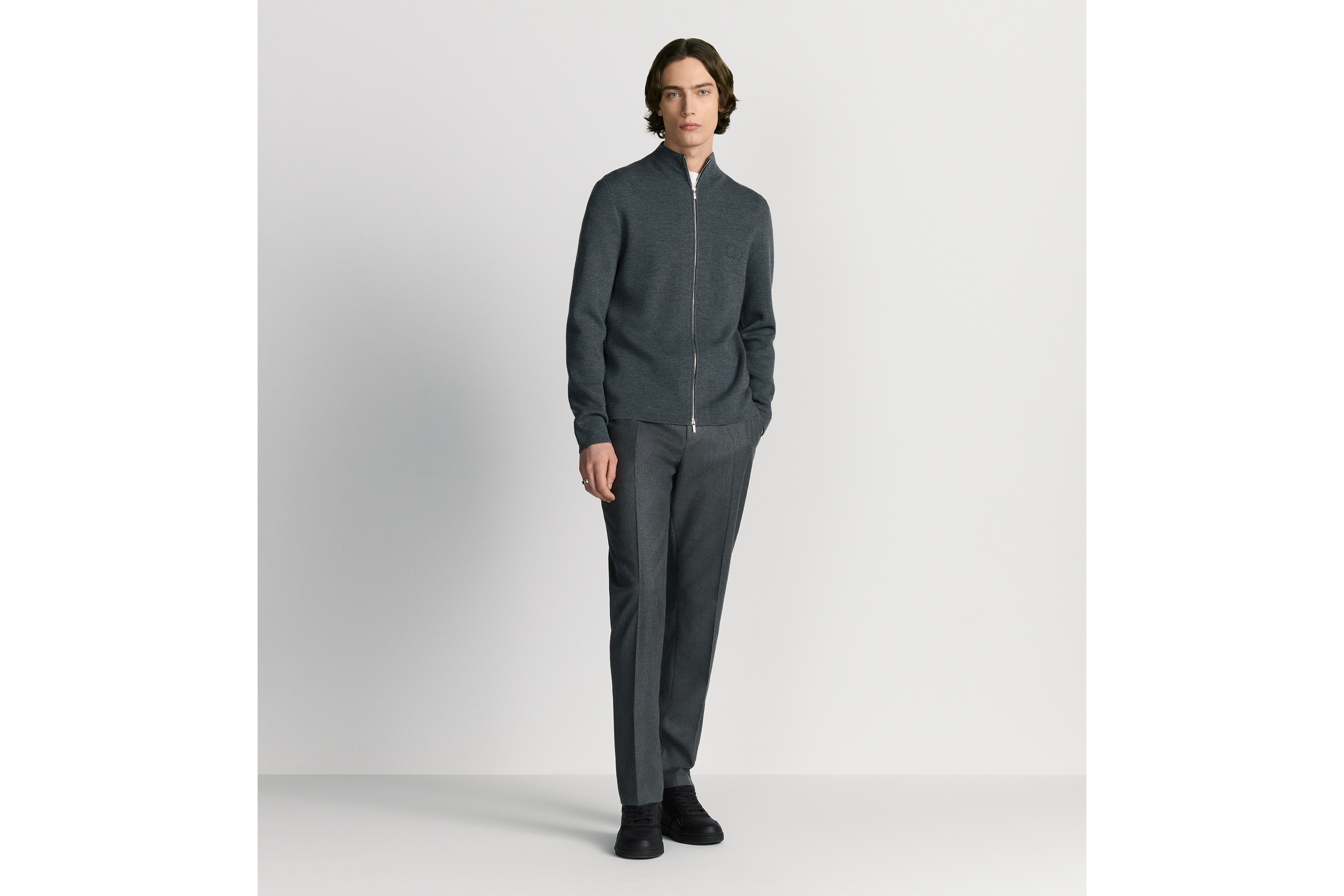 精裁长裤 煤灰色绵羊毛法兰绒面料 E02