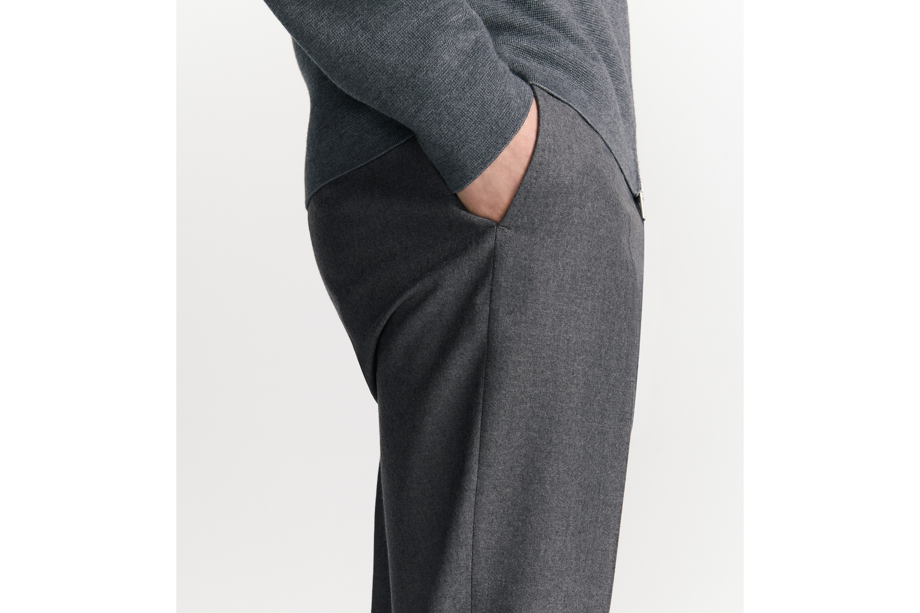 精裁长裤 煤灰色绵羊毛法兰绒面料 E16