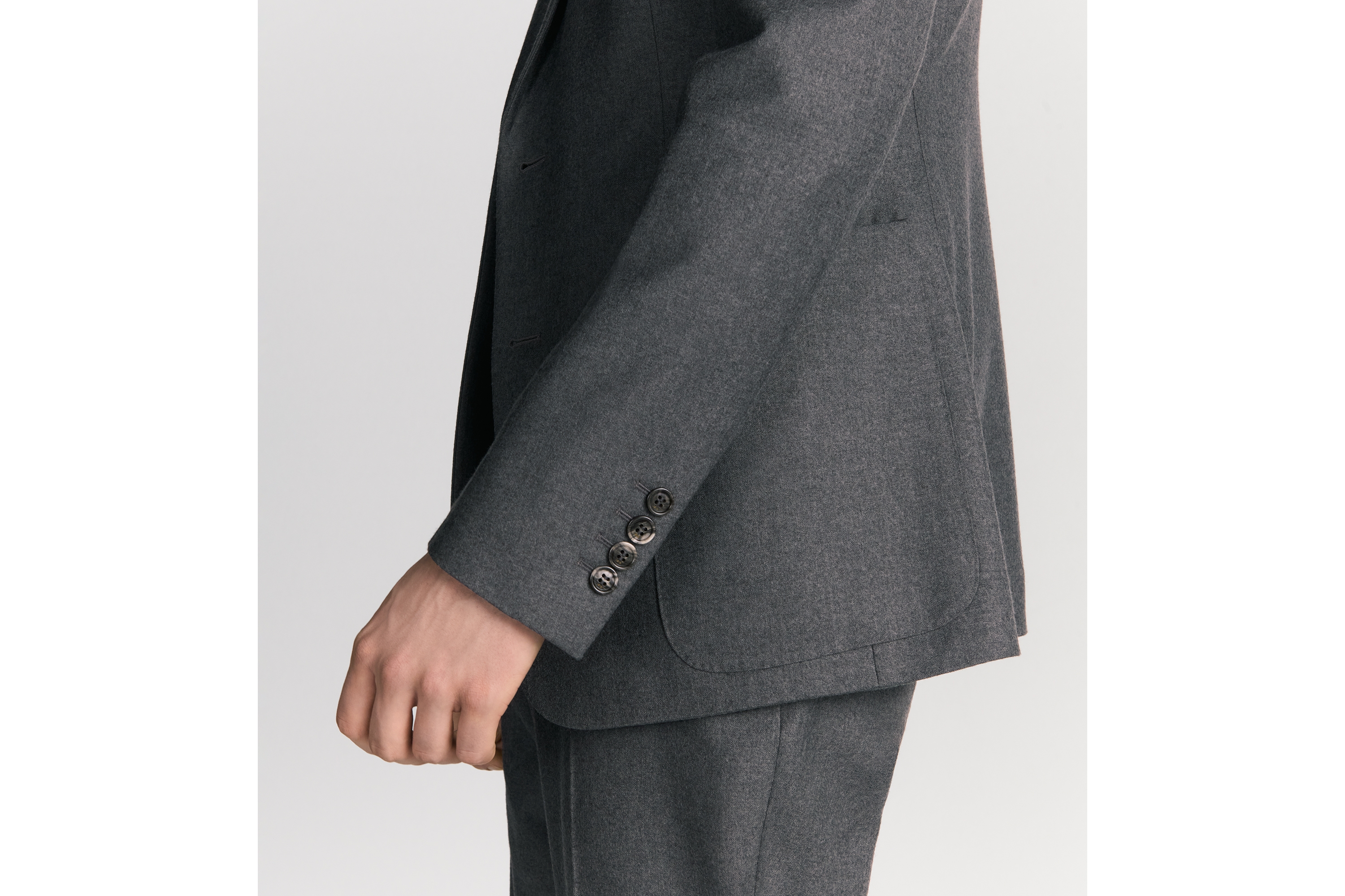 look_image_alt_prefix 单西 灰色绵羊毛法兰绒面料 Oblique 印花内部 E22