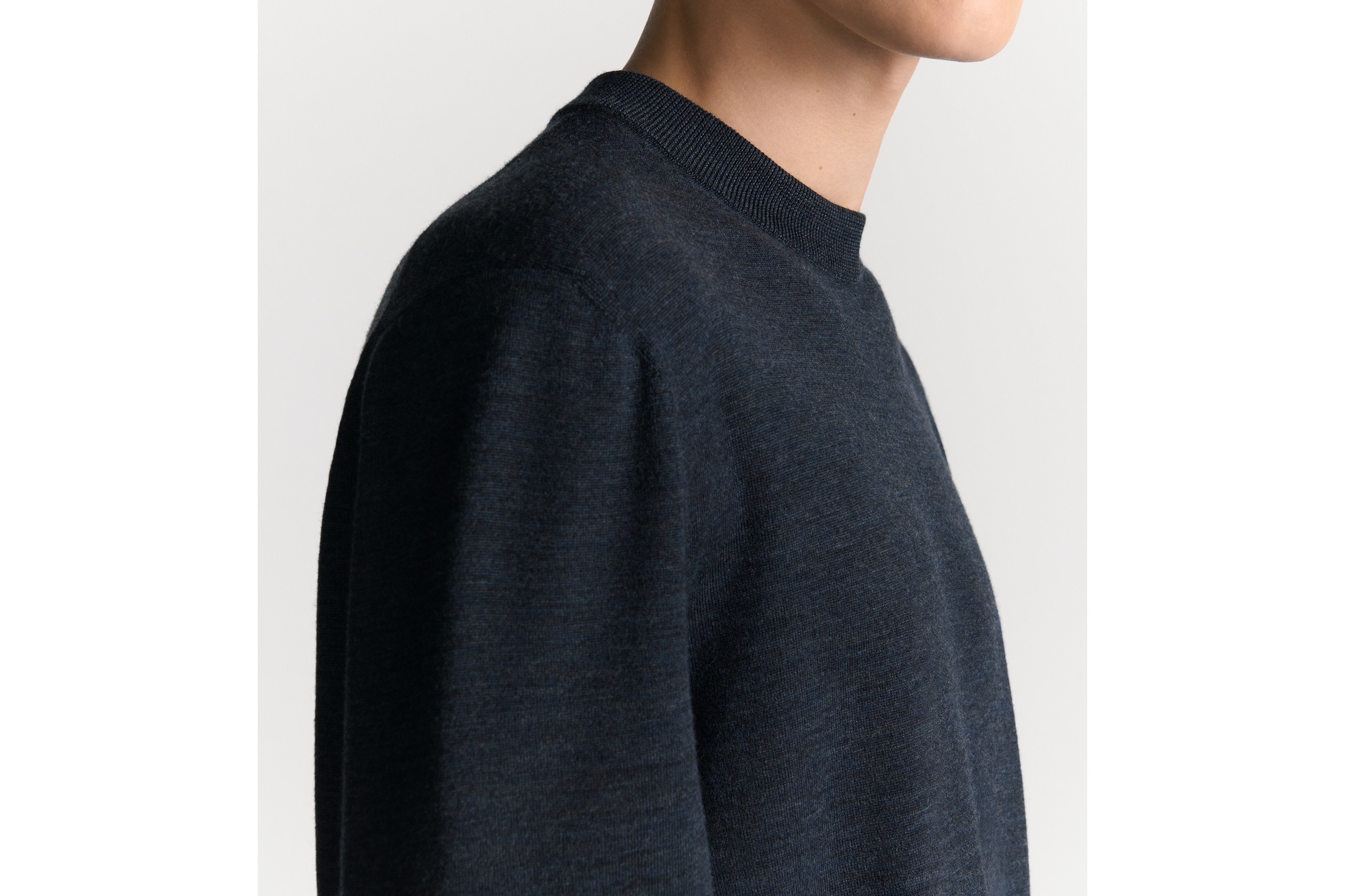 look_image_alt_prefix 圆领毛衫 金属蓝山羊绒平纹针织面料 CD Icon 标志 E10