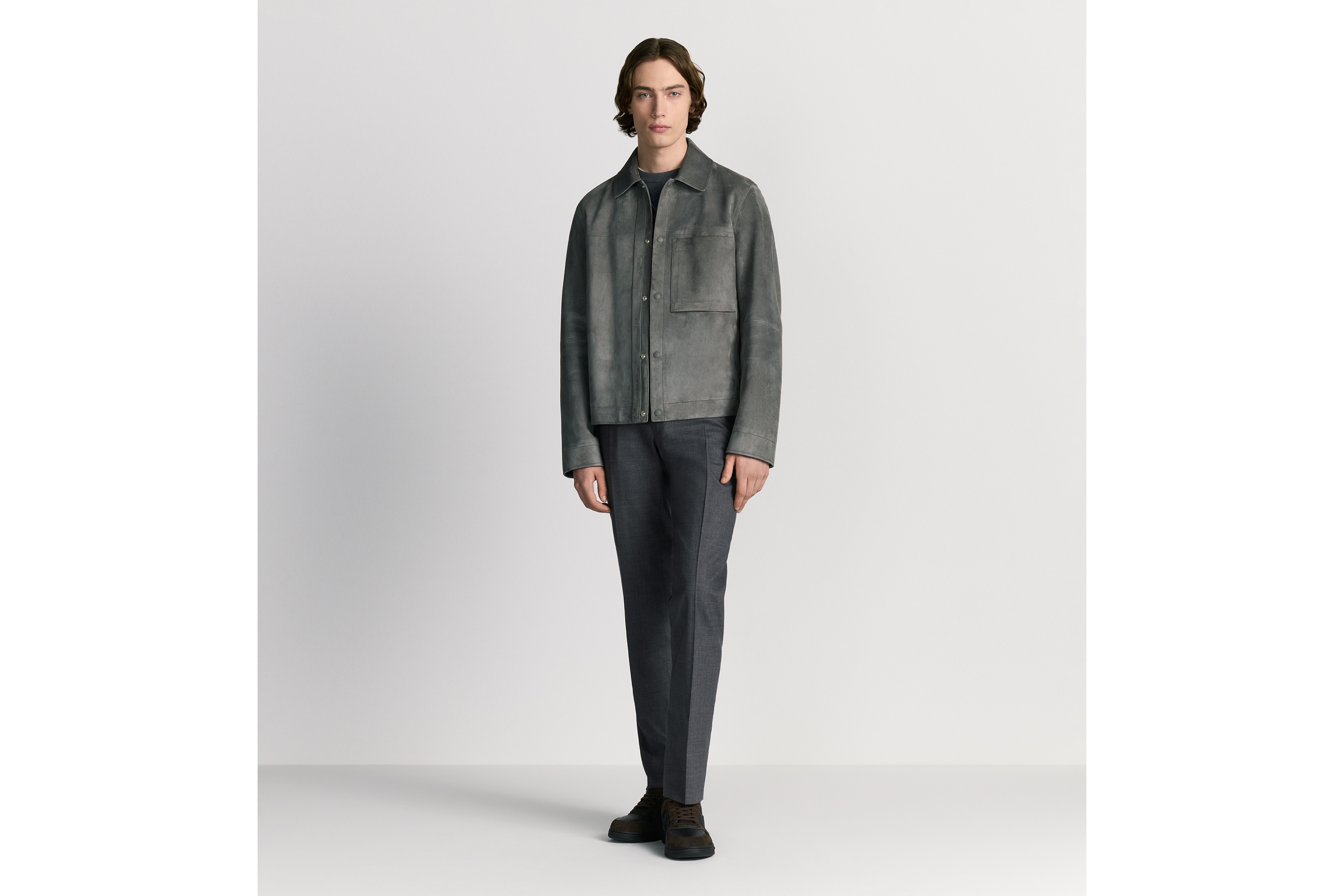 短夹克 煤灰色羊皮革 E02