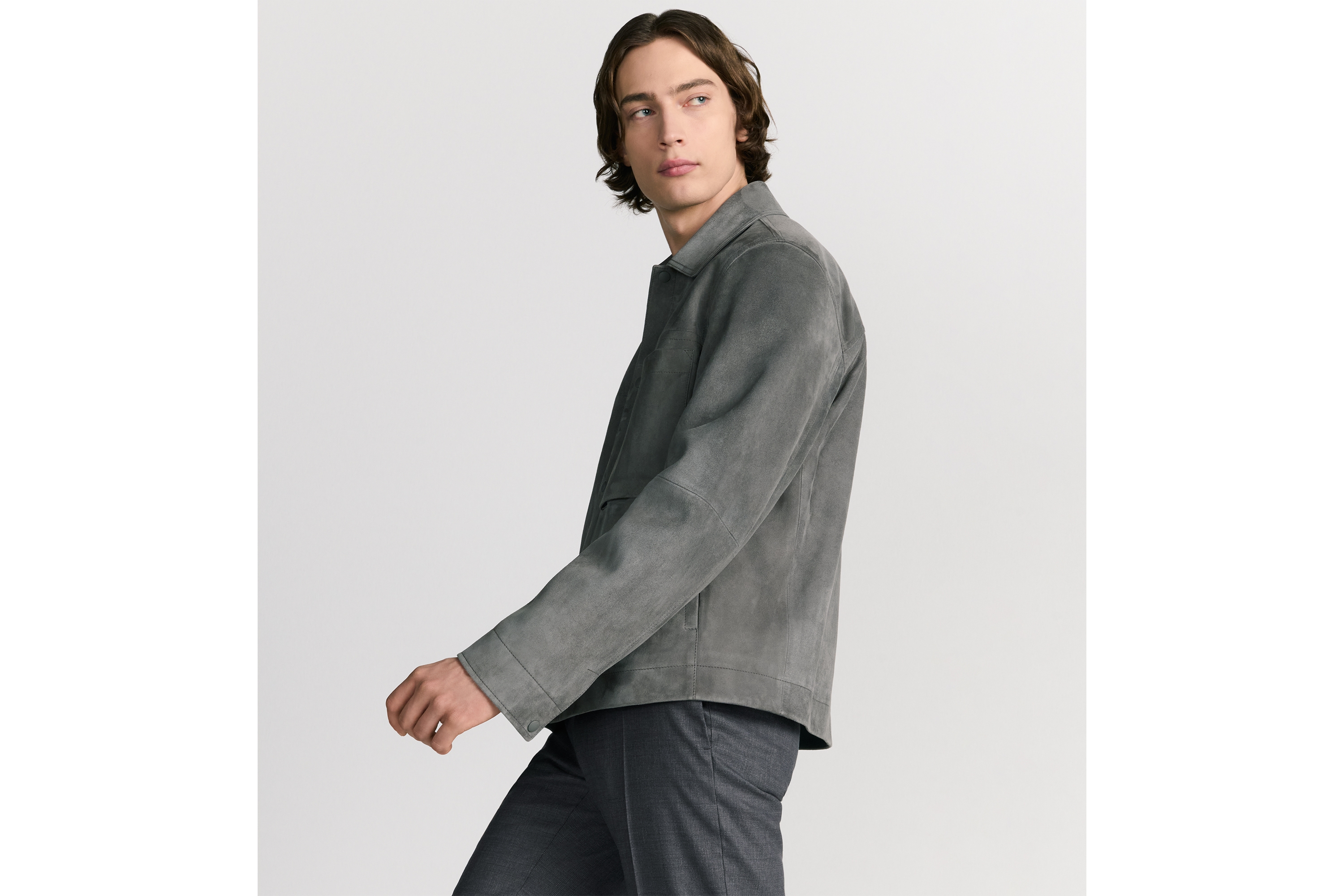 短夹克 煤灰色羊皮革 E03