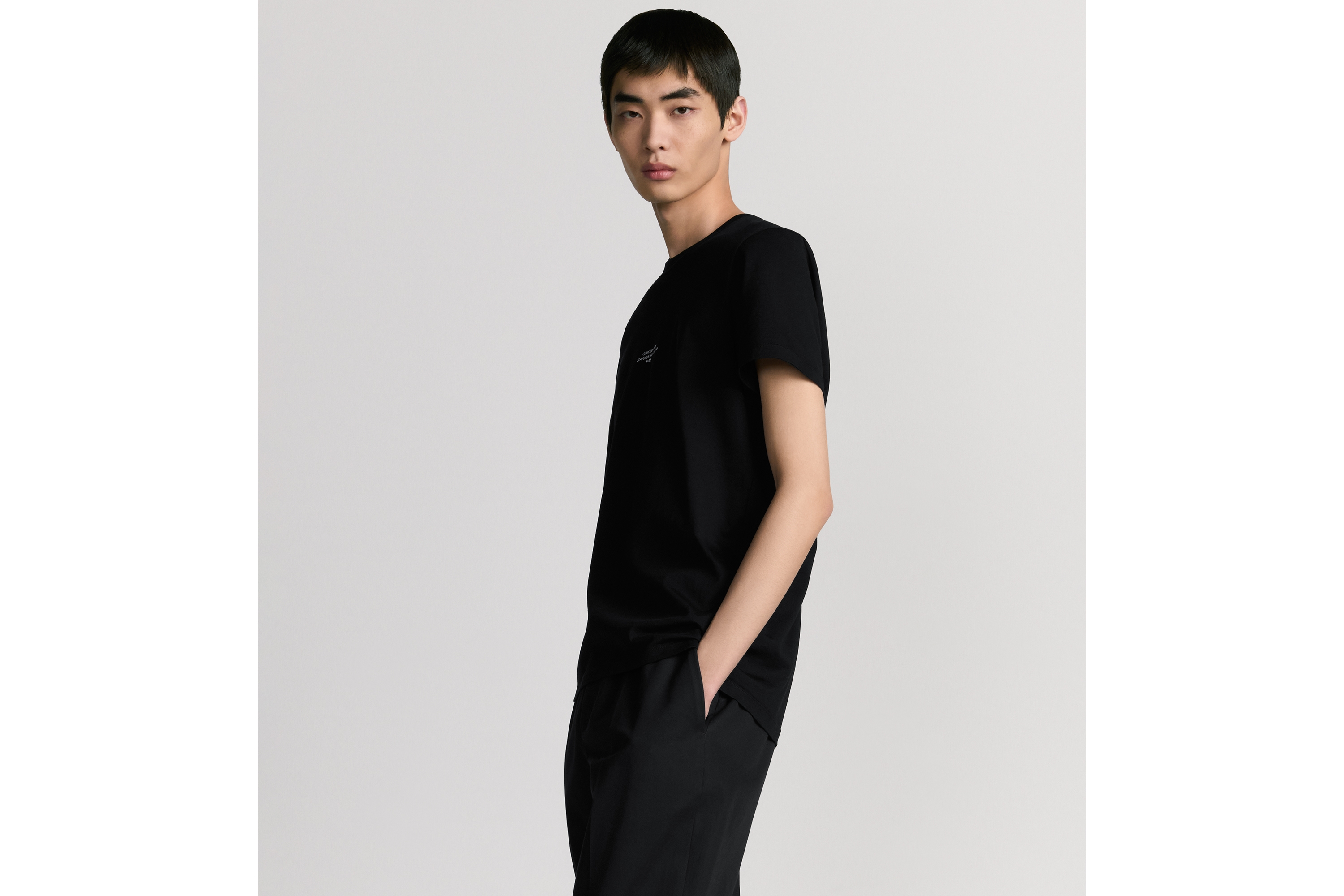 look_image_alt_prefix 常规版型 T 恤 黑色丝光棉质平纹针织面料 Dior Montaigne 印花 E07