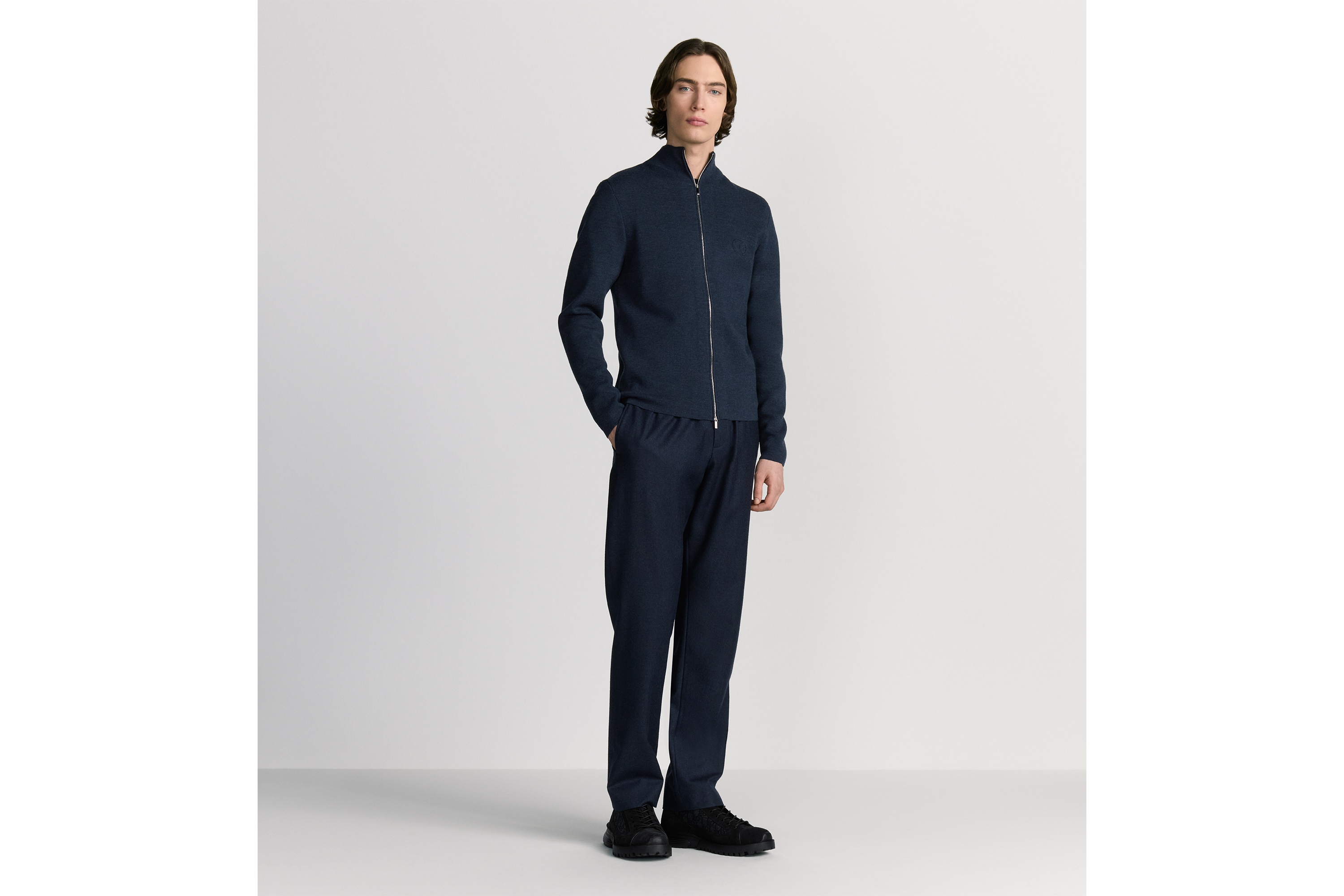 精裁运动裤 海军蓝色绵羊毛面料 Christian Dior Couture 标签 E08