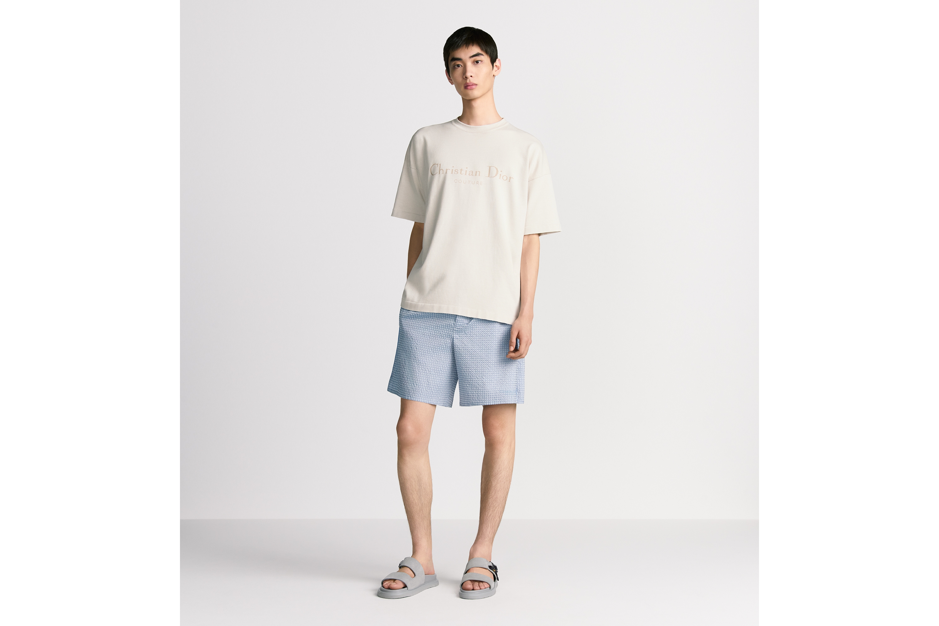 宽松版型 T 恤 白色棉质针织面料 Christian Dior Couture 标志 E08