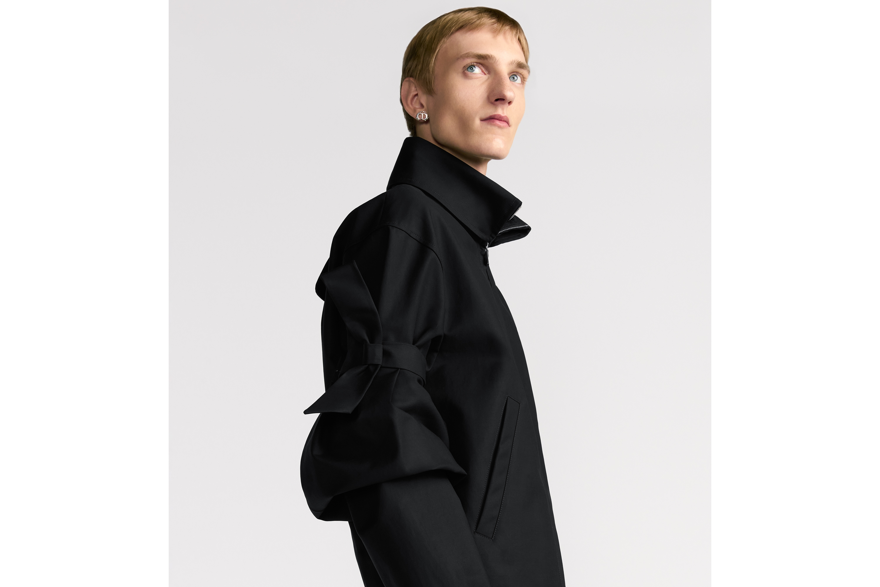 短夹克 黑色双面棉质混纺缎面 Christian Dior Couture 刺绣 E01