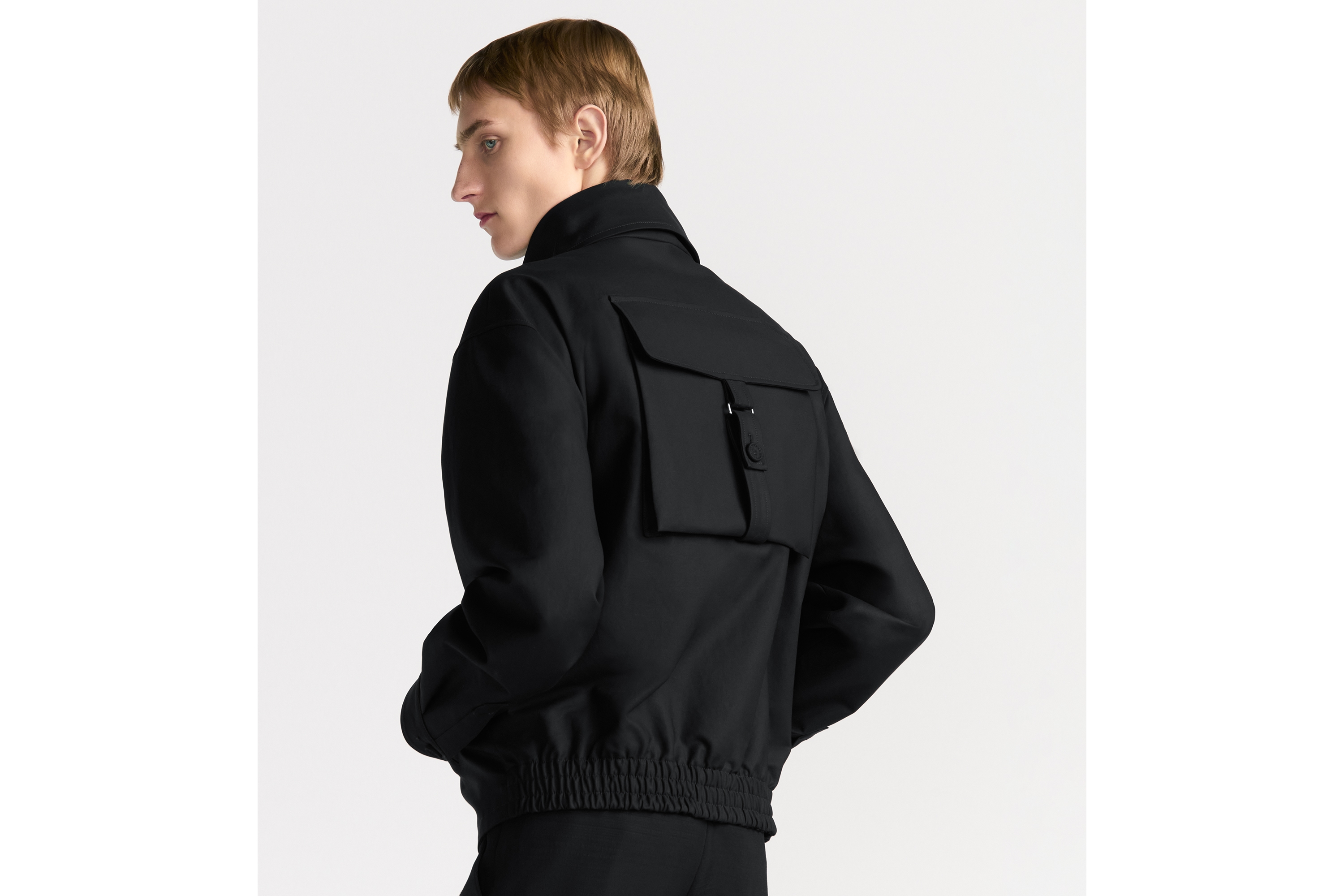 短夹克 黑色双面棉质混纺缎面 Christian Dior Couture 刺绣 E09