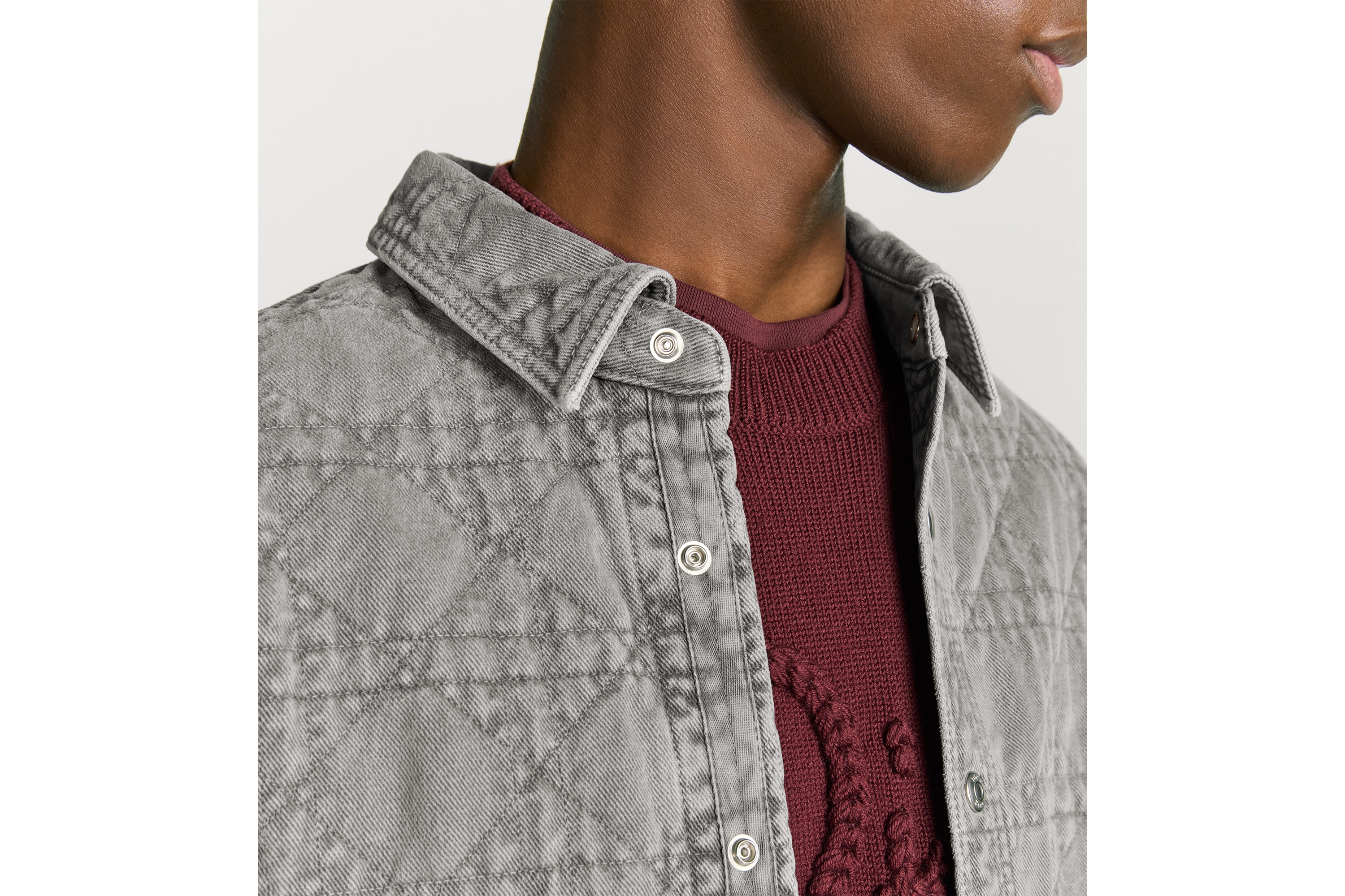 look_image_alt_prefix 外套衬衫 灰色棉质斜纹面料藤格纹 E04