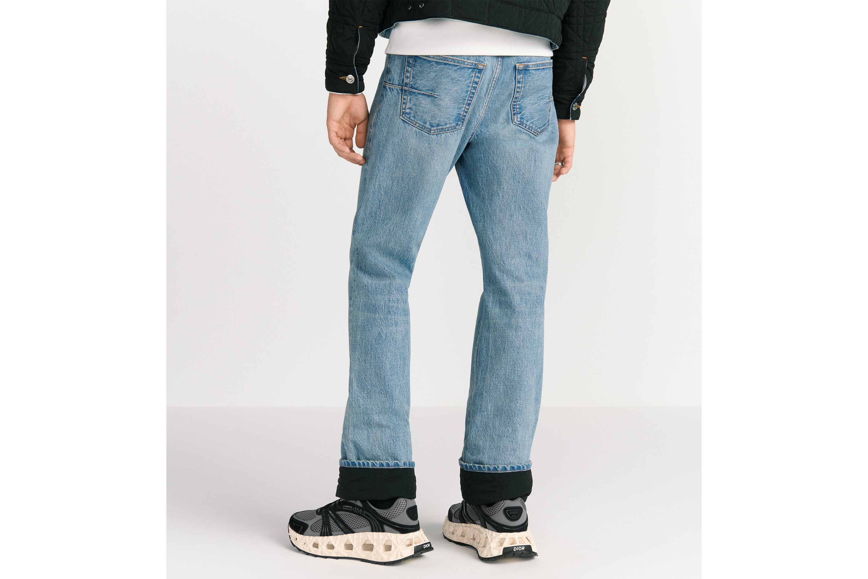 look_image_alt_prefix 牛仔裤 蓝色棉质牛仔布藤格纹 E15