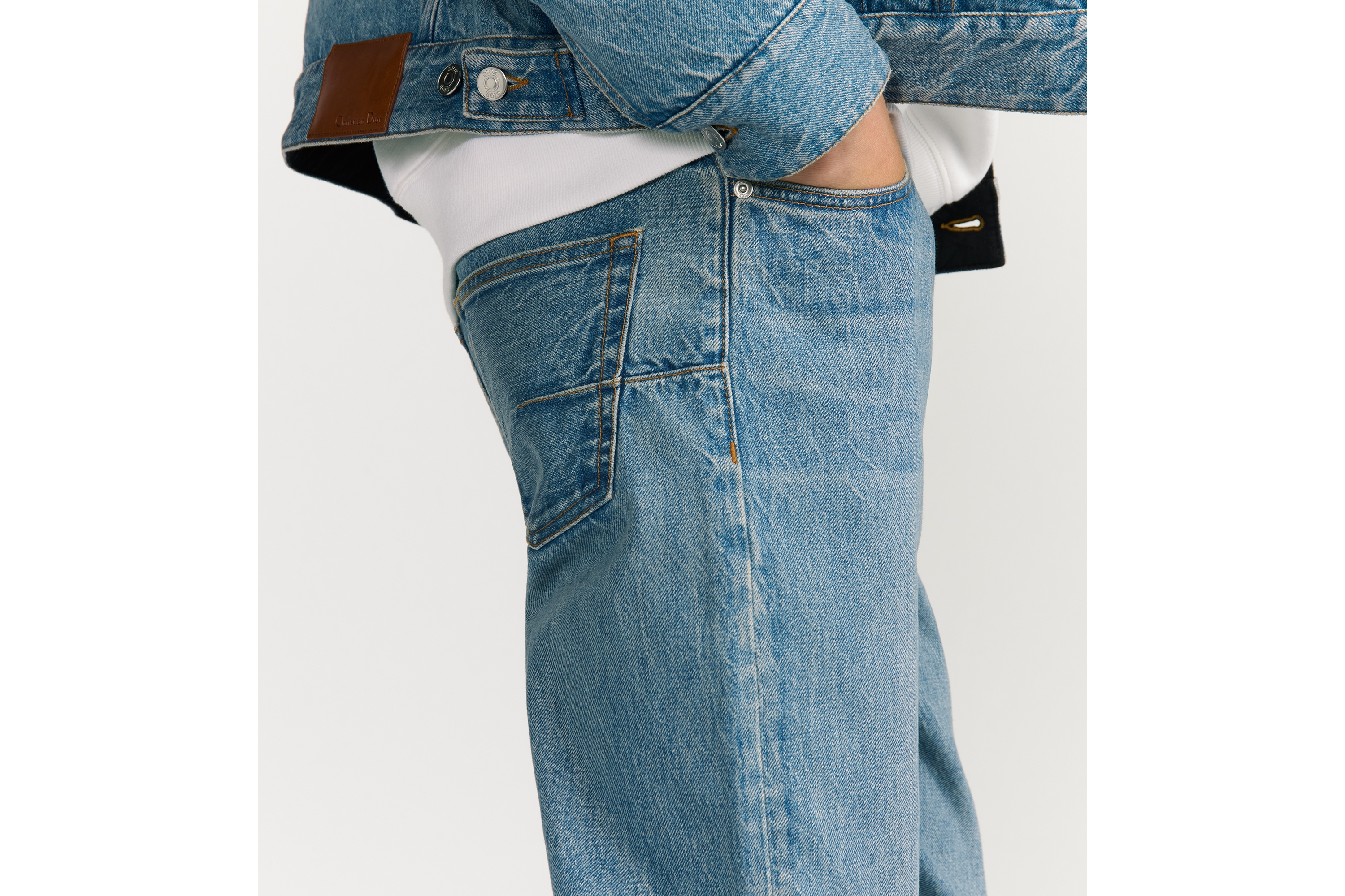 look_image_alt_prefix 牛仔裤 蓝色棉质牛仔布藤格纹 E16