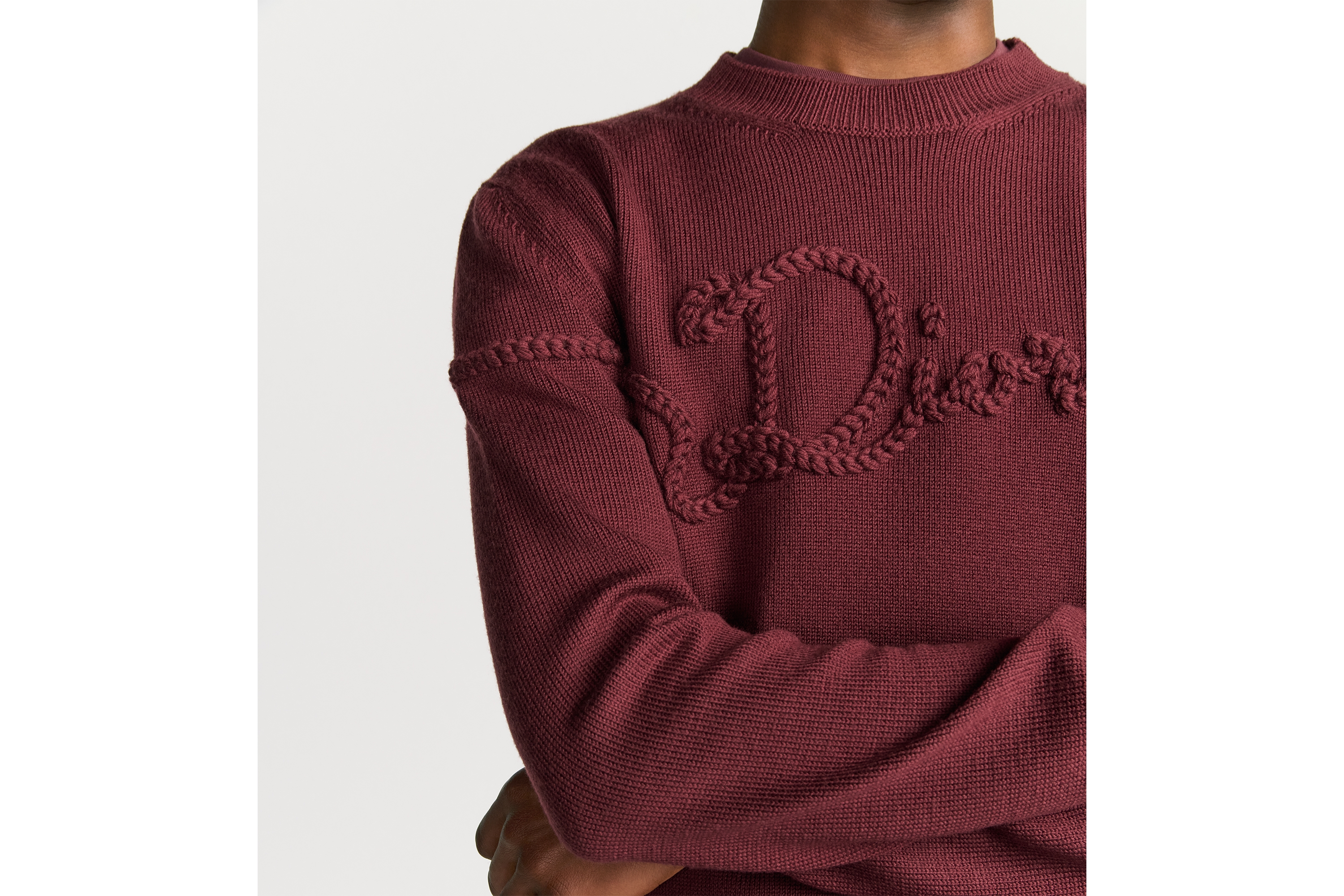 look_image_alt_prefix 针织衫 酒红色绵羊毛平纹针织面料 Dior Ribbon 标志 E04