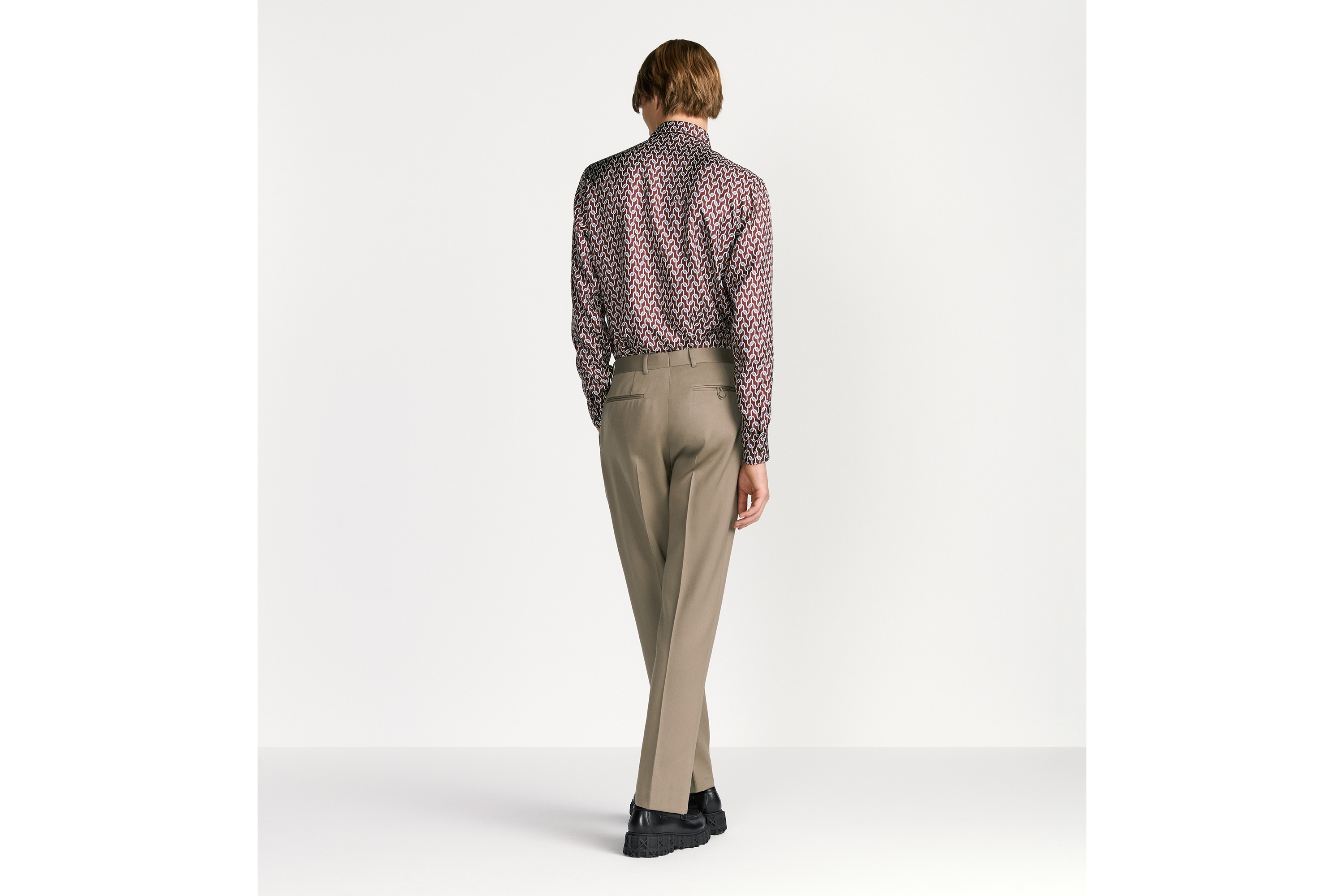 衬衫 红色桑蚕丝斜纹面料 Dior Entrelacé 图案 E09