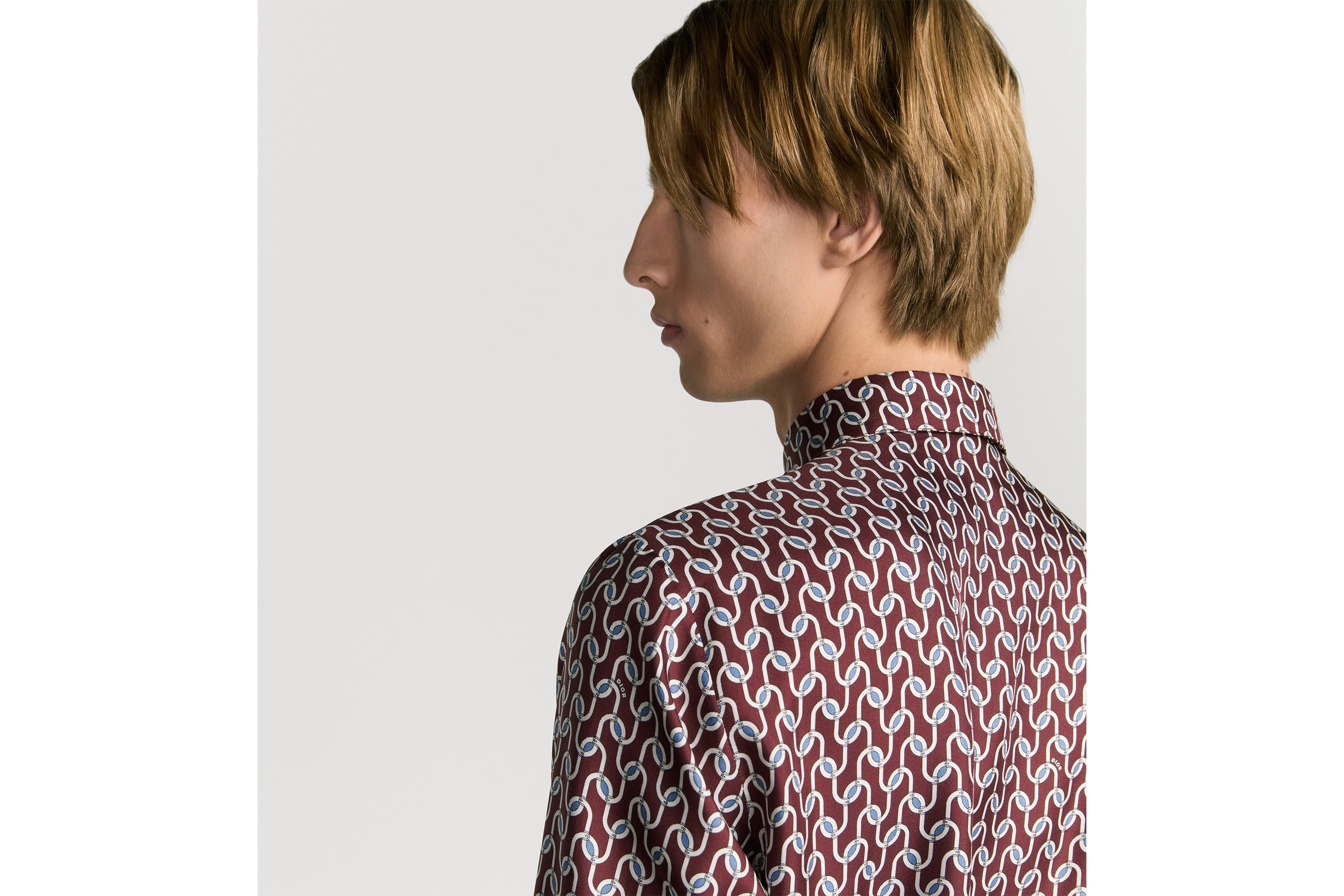 look_image_alt_prefix 衬衫 红色桑蚕丝斜纹面料 Dior Entrelacé 图案 E10