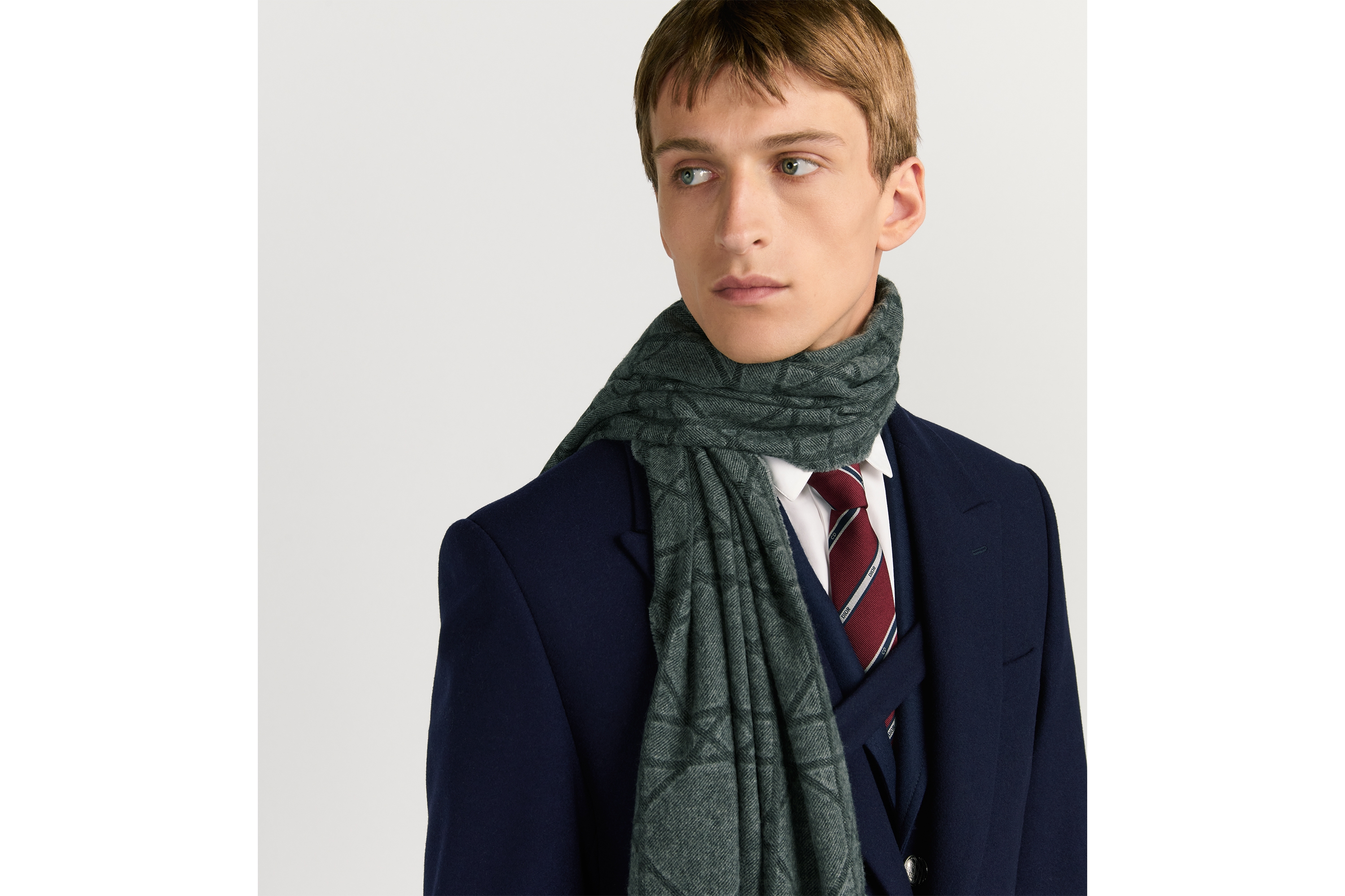 look_image_alt_prefix Dior 印花围巾 黑色山羊绒和绵羊毛混纺面料藤格纹 E32