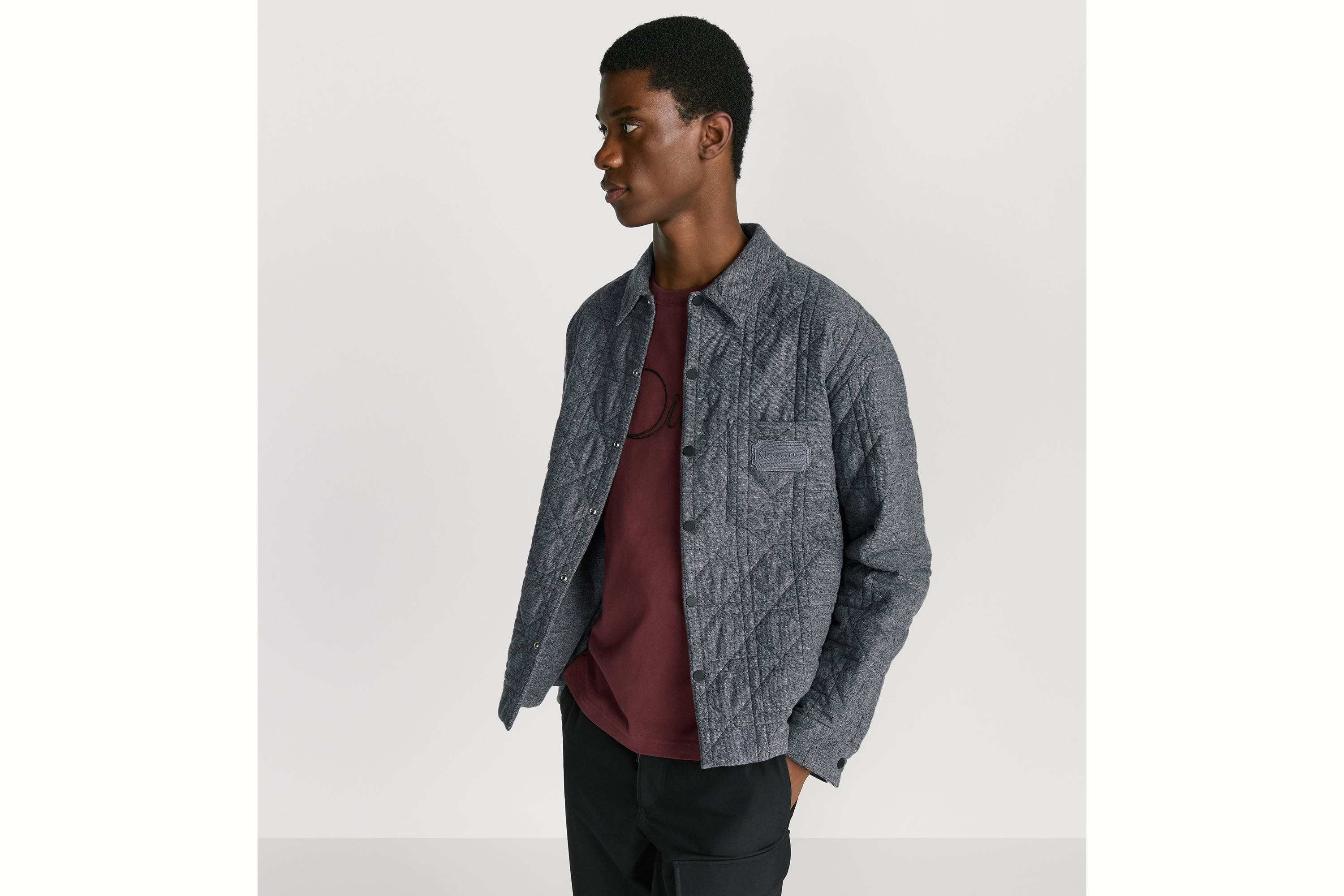 look_image_alt_prefix 外套衬衫 灰色棉质法兰绒面料藤格纹图案 Christian Dior Couture 刺绣 E01