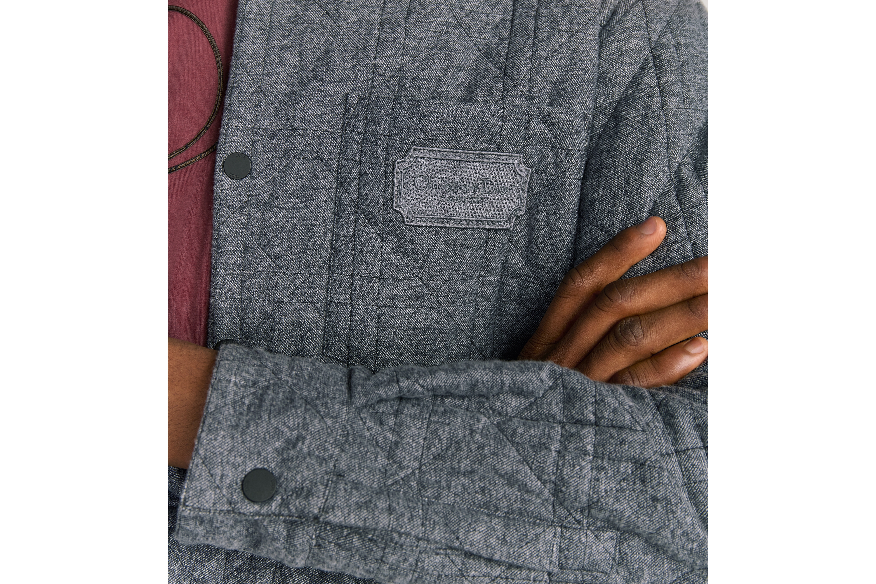 look_image_alt_prefix 外套衬衫 灰色棉质法兰绒面料藤格纹图案 Christian Dior Couture 刺绣 E04