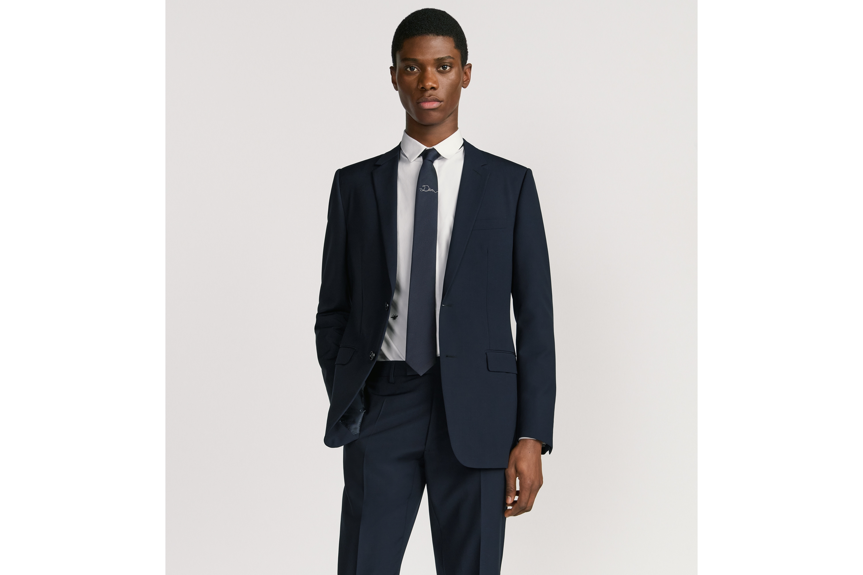 look_image_alt_prefix 领带 深蓝色桑蚕丝面料 Dior Ribbon 标志 E35