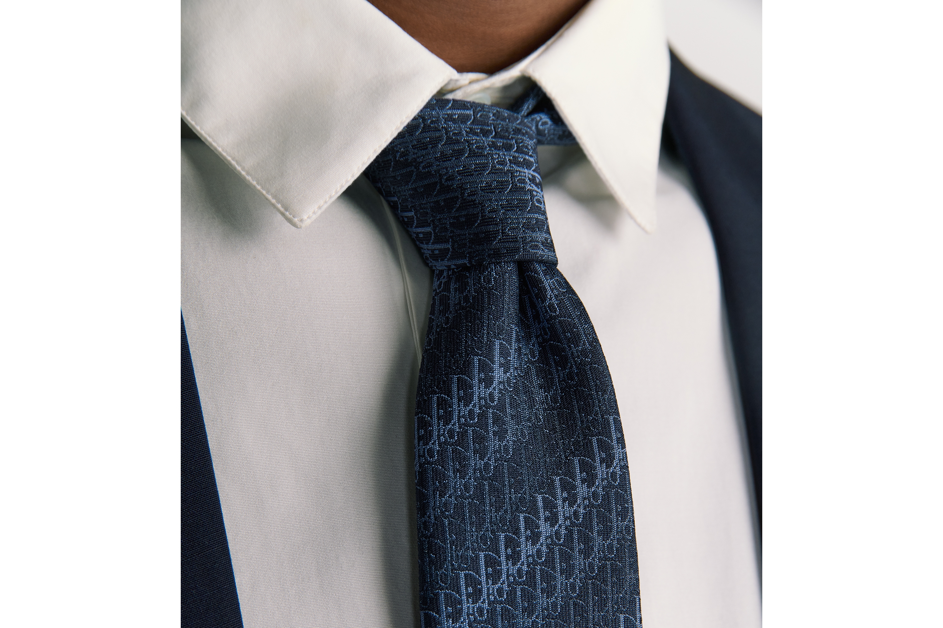 look_image_alt_prefix Dior 印花领带 蓝色桑蚕丝面料 Oblique Trio 印花 E38