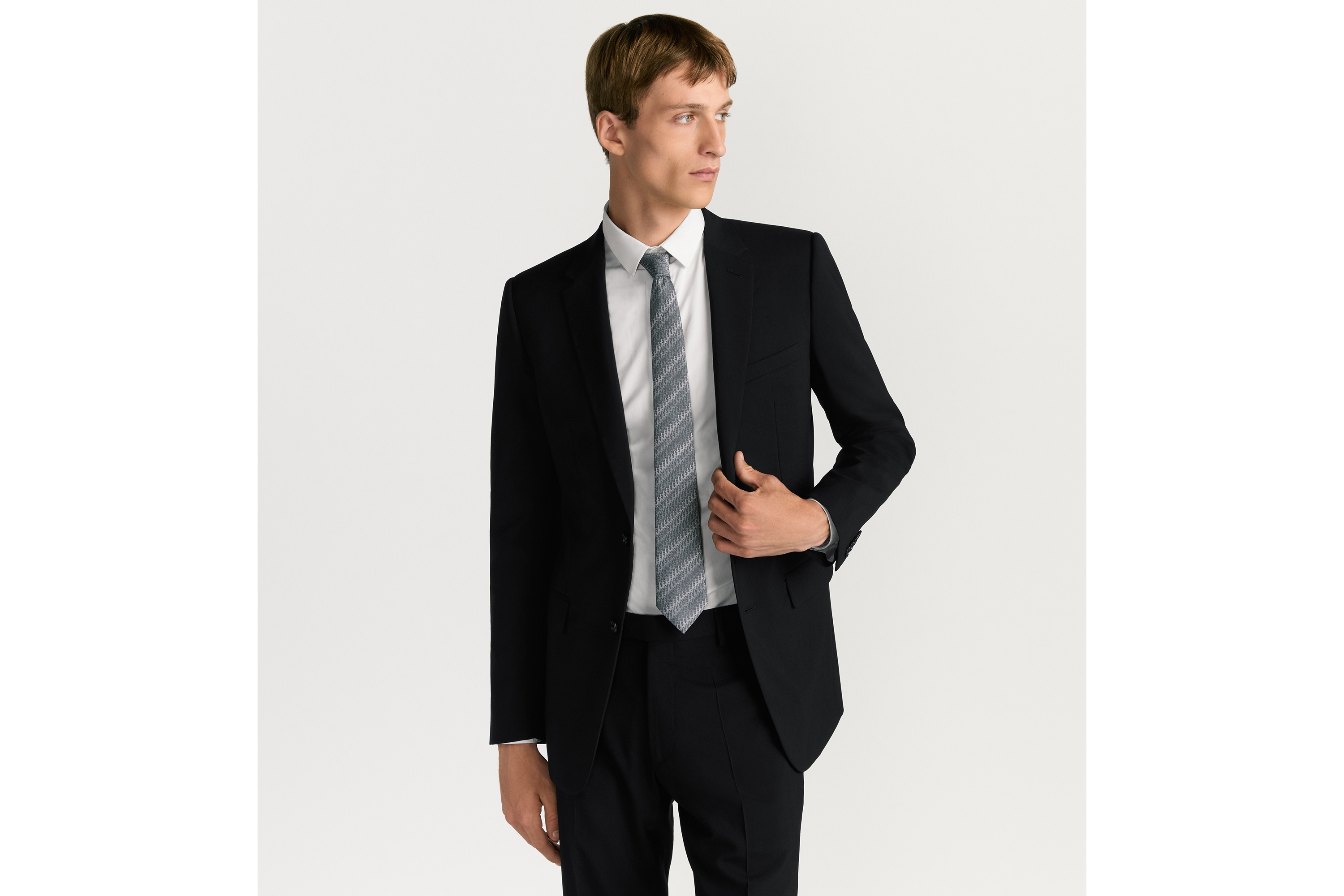 Dior 印花领带 灰色桑蚕丝面料 Oblique Trio 印花 E35