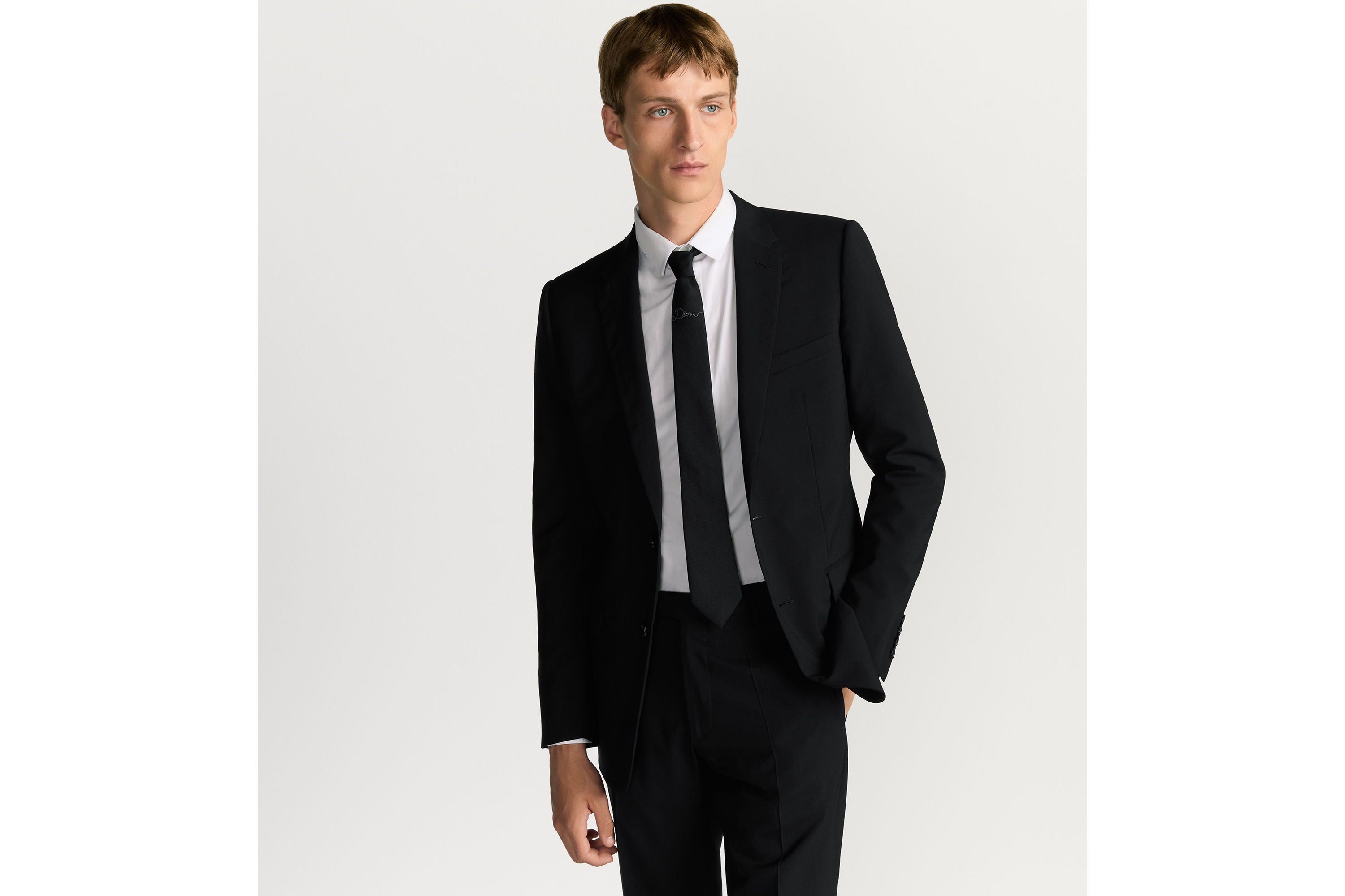 look_image_alt_prefix 领带 黑色桑蚕丝面料 Dior Ribbon 标志 E35