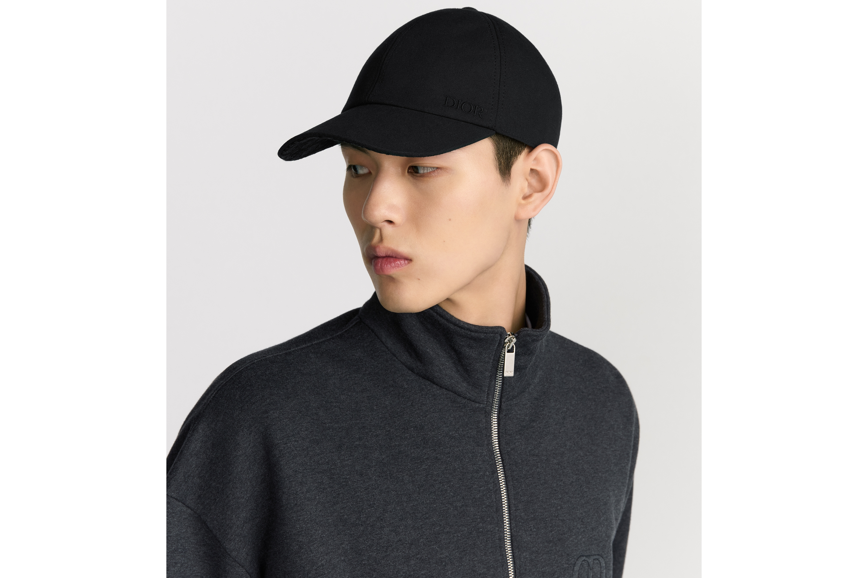 遮阳棒球帽 黑色棉质帆布 Oblique 印花 E26