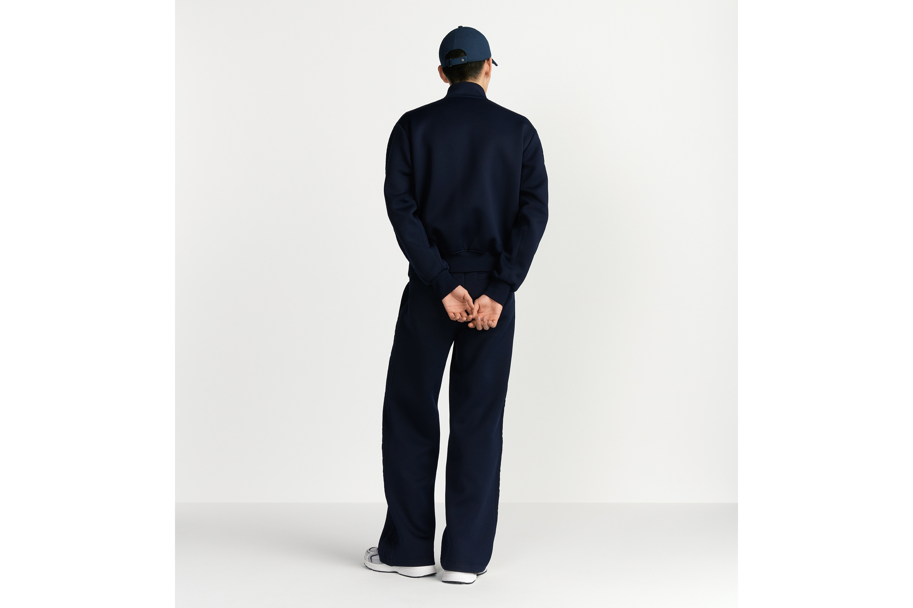 运动夹克 海军蓝色棉质混纺平纹针织面料 Oblique 印花 E03